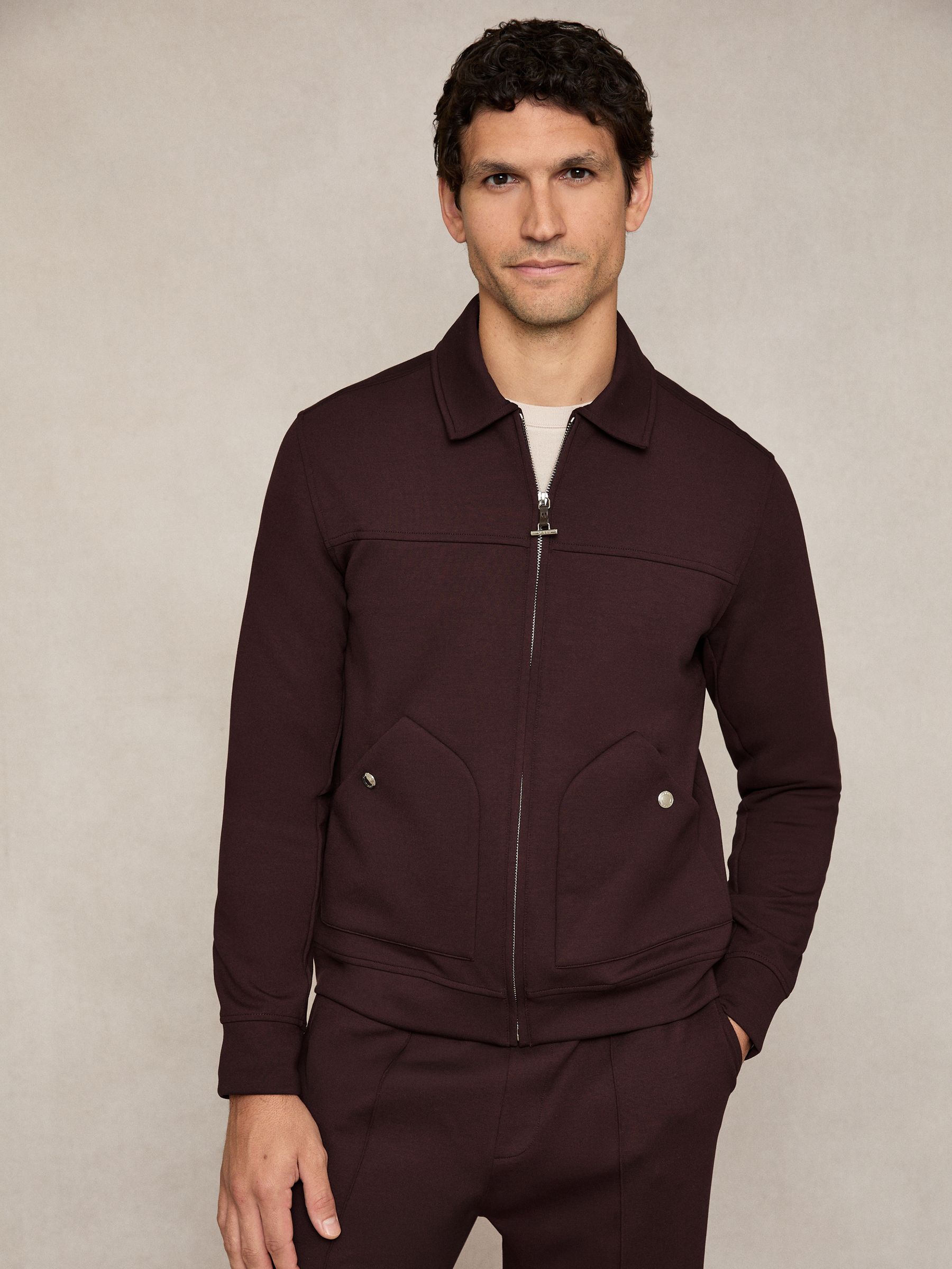 Premium Interlock Zip-Through Overshirt in Cherry Red - image 5