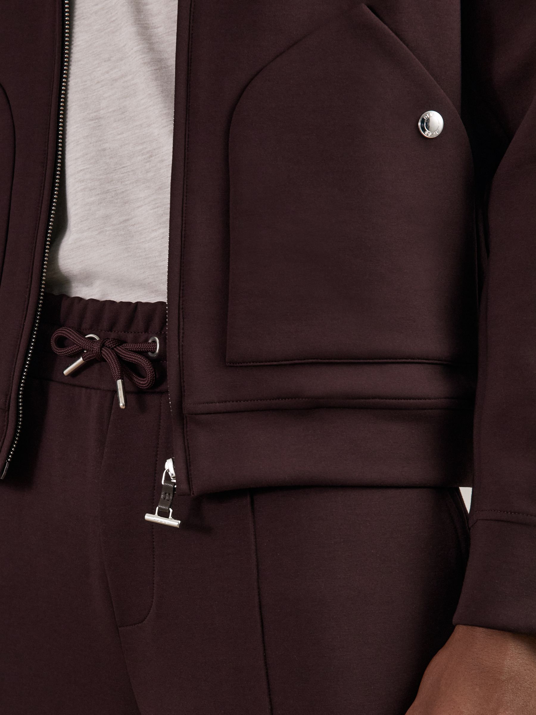 Interlock Zip Through Overshirt in Cherry Red - Image 3 of 7