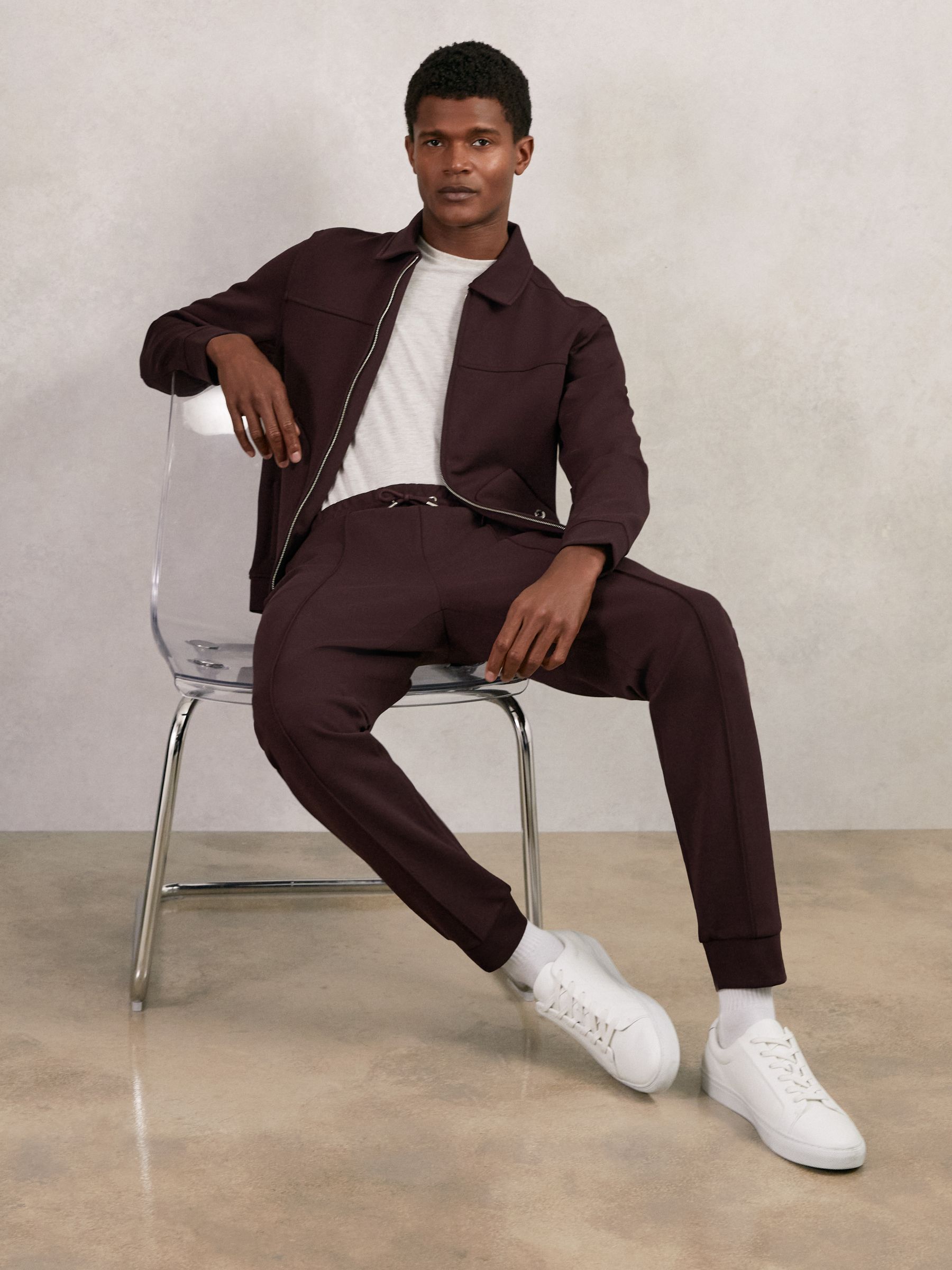 Interlock Zip Through Overshirt in Cherry Red - Image 4 of 7