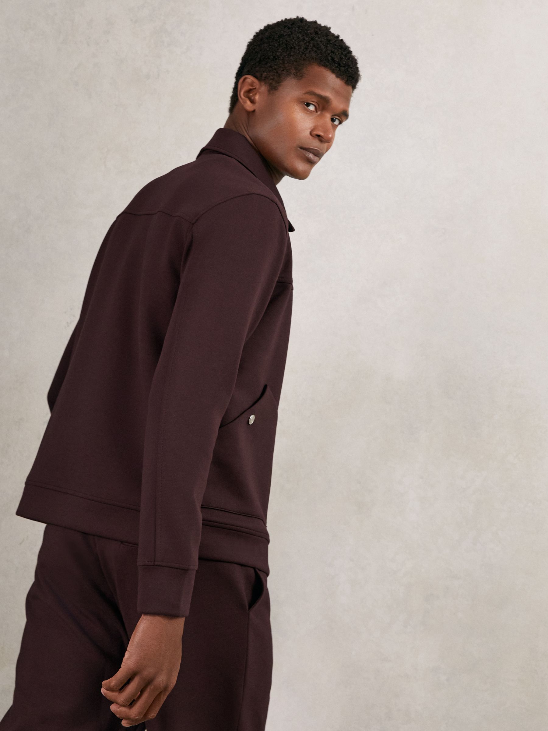 Interlock Zip Through Overshirt in Cherry Red - Image 6 of 7