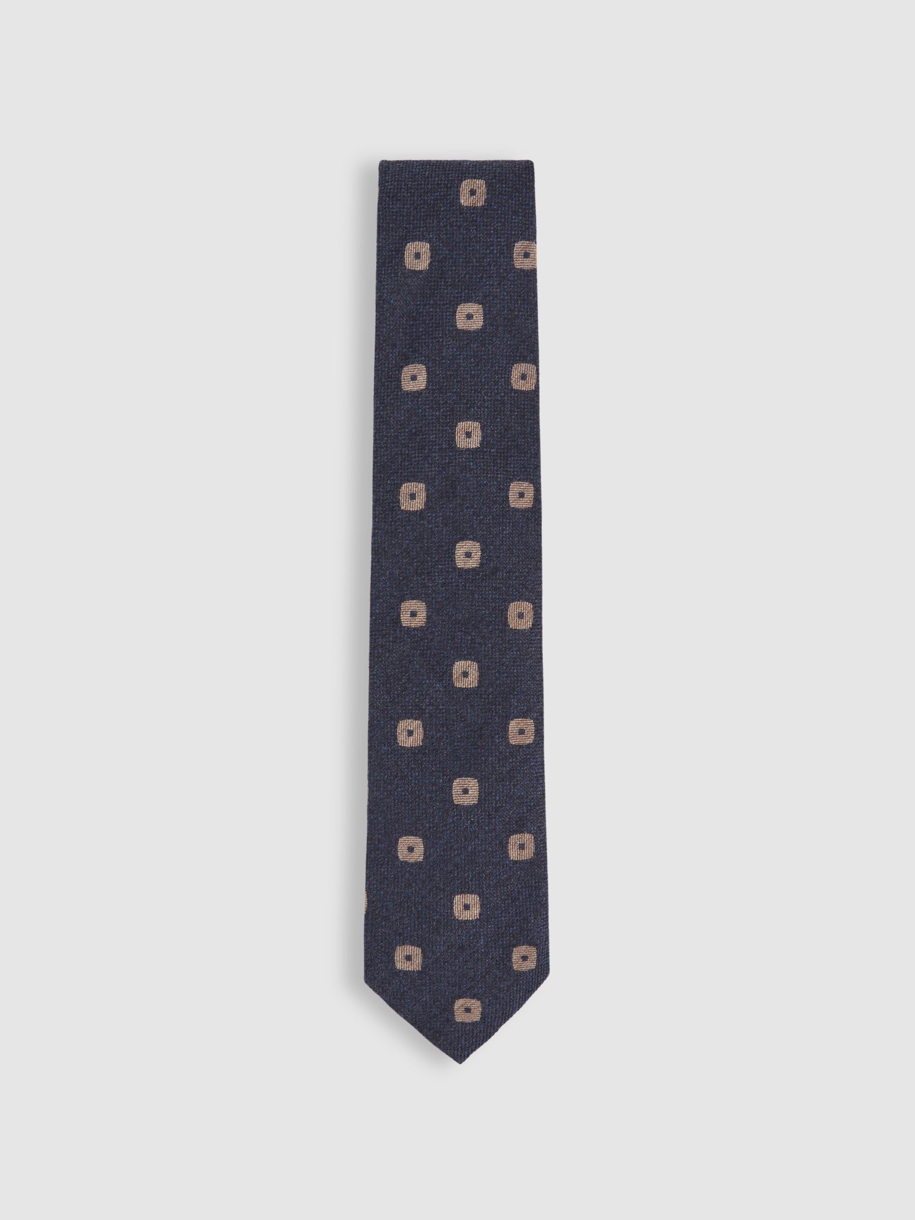 Silk-Wool Square-Medallion Tie in Navy - Image 3 of 6