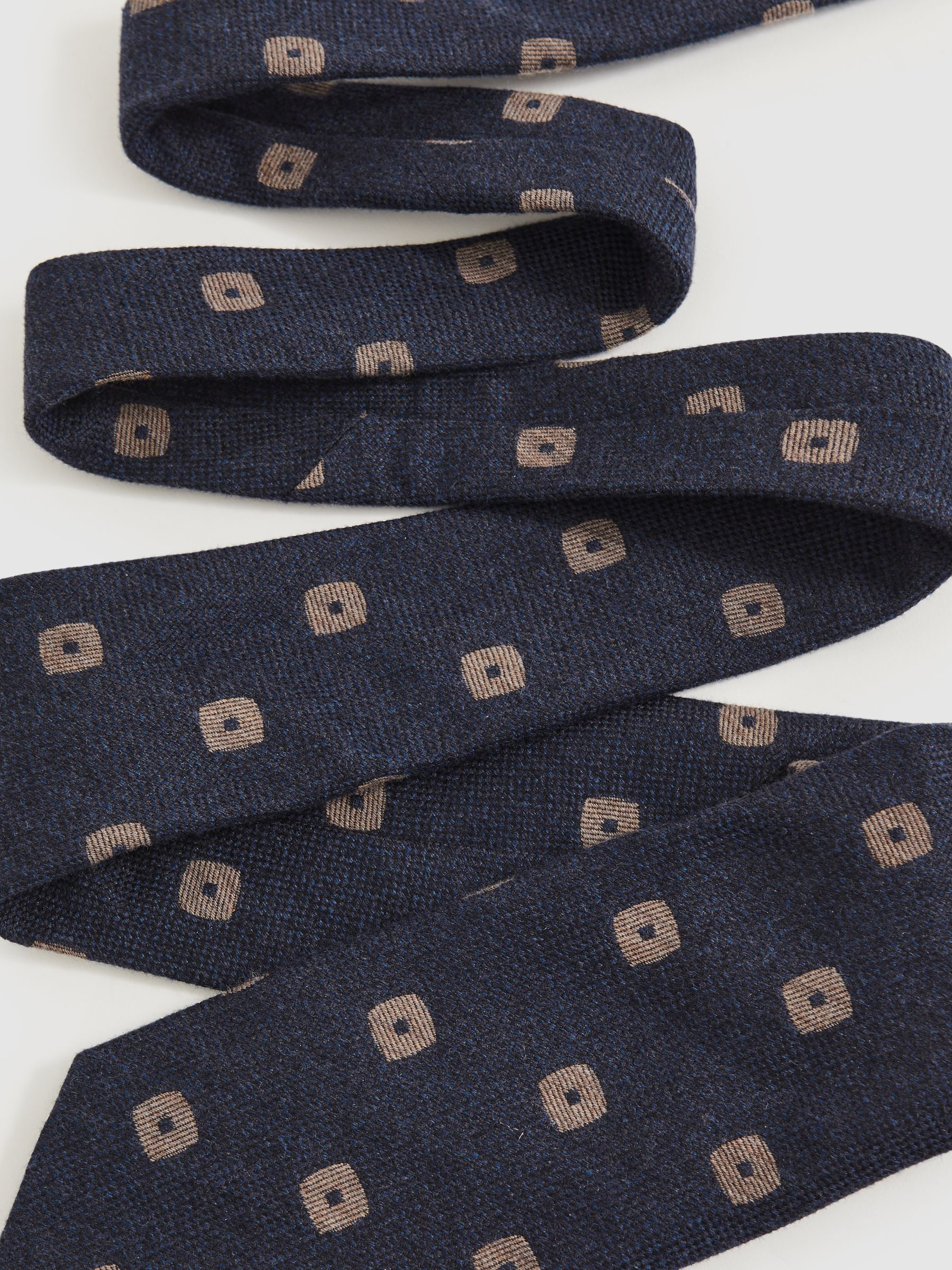 Silk-Wool Square-Medallion Tie in Navy - Image 4 of 6