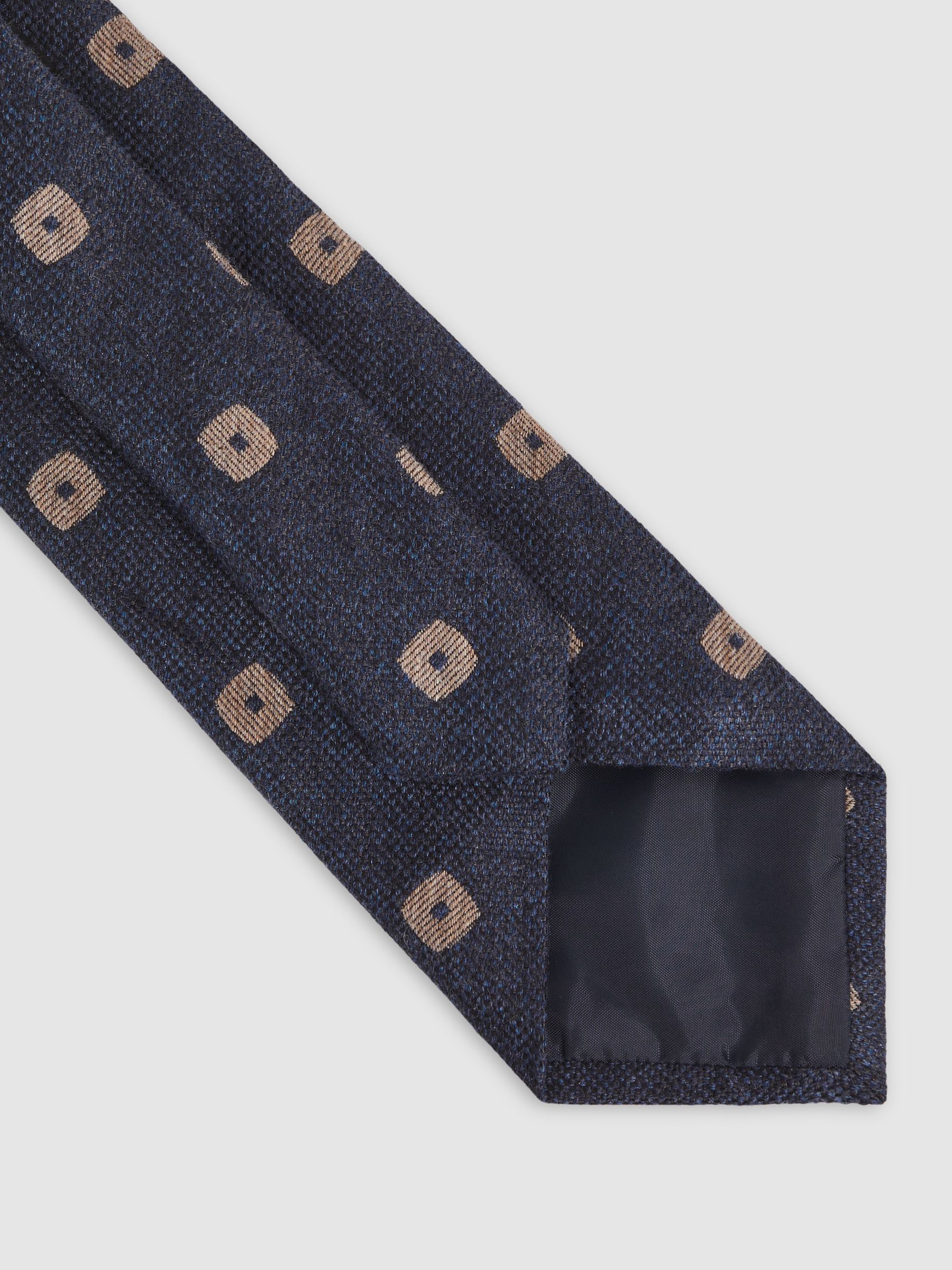 Silk-Wool Square-Medallion Tie in Navy - Image 5 of 6