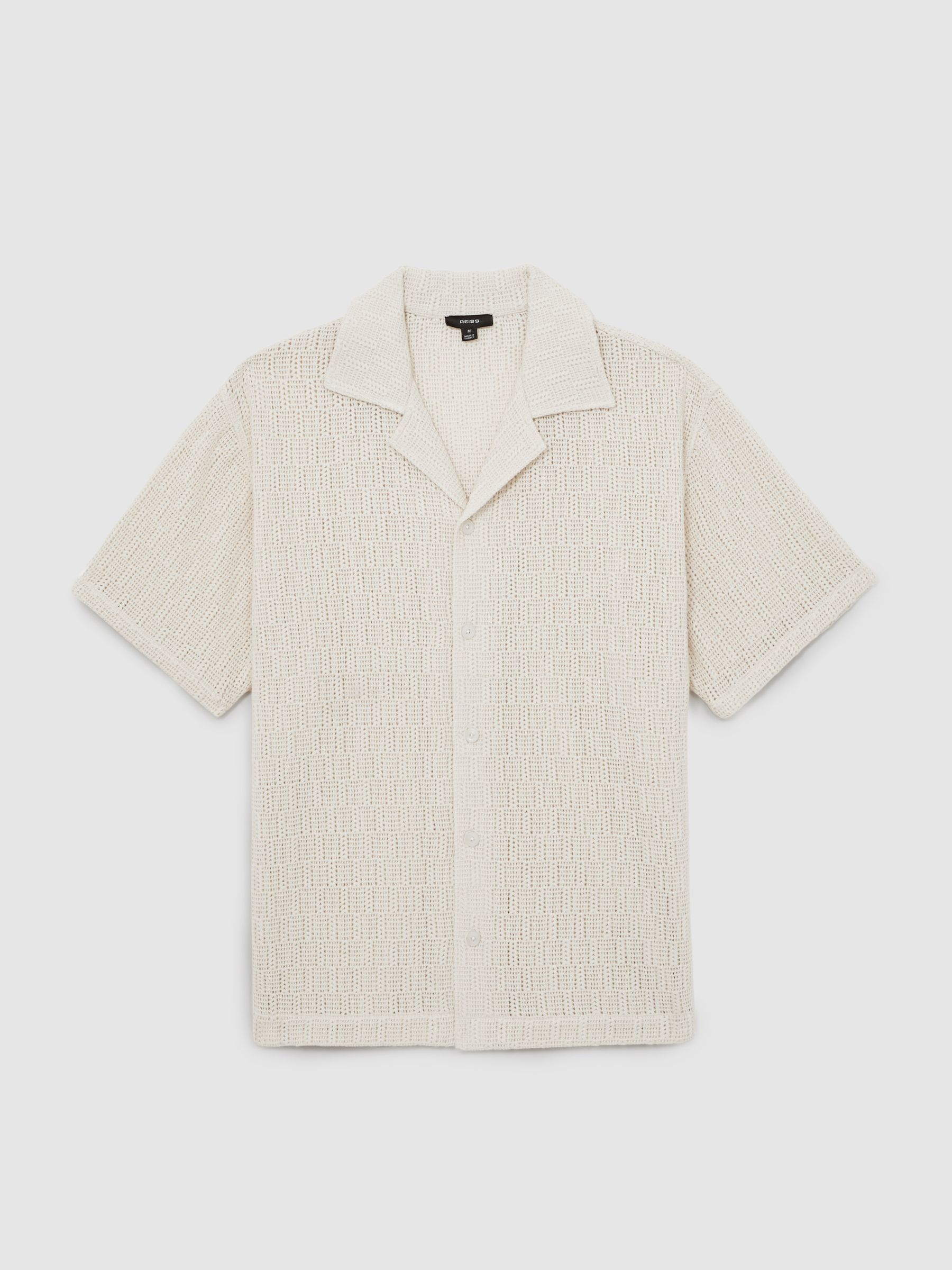 Cotton-Blend Crochet Shirt in Off White - Image 2 of 6