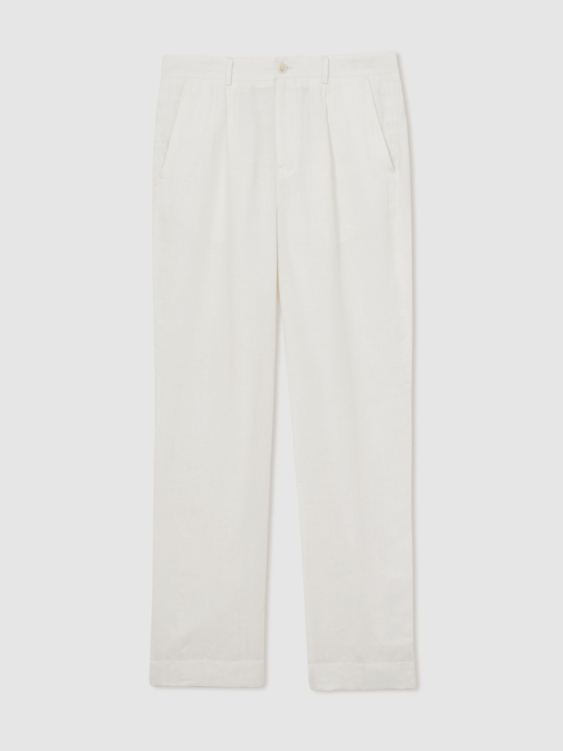 Reiss | Ché Linen Wide-Leg Trousers in White - Image 2 of 7
