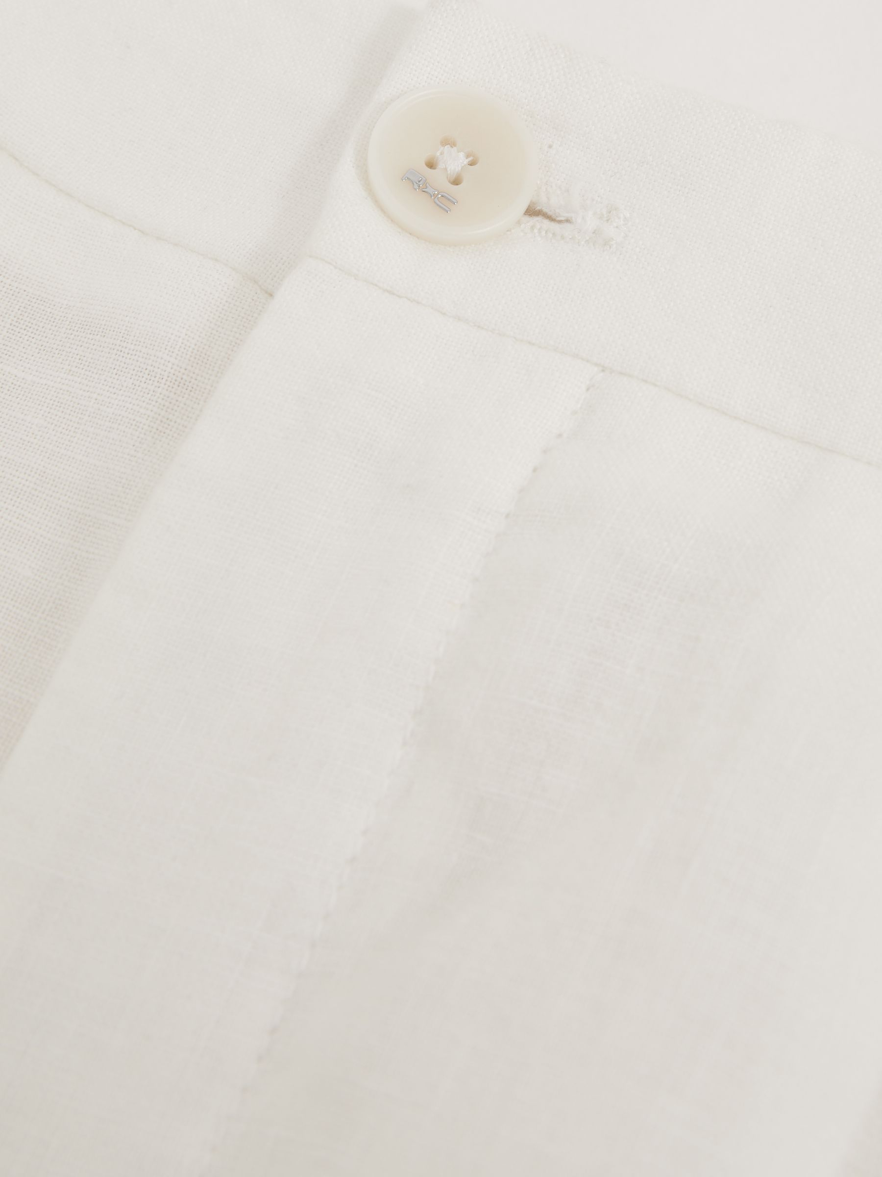 Reiss | Ché Linen Wide-Leg Trousers in White - Image 7 of 7