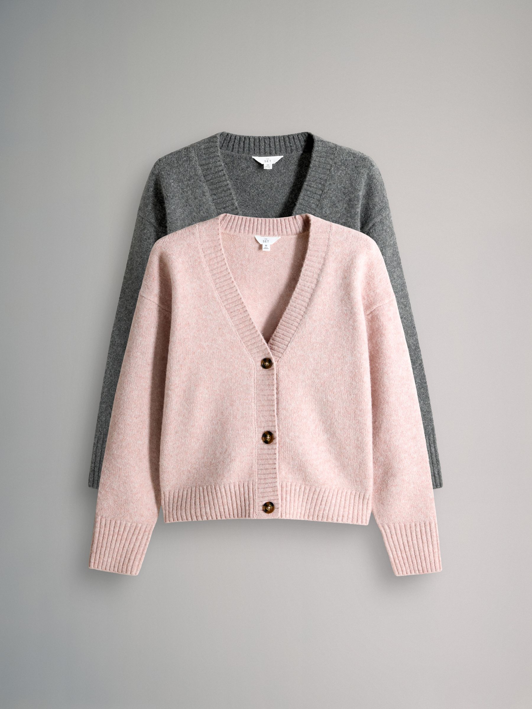 2 Pack V- Neck Knitted Cardigans With Wool - Image 1 of 5