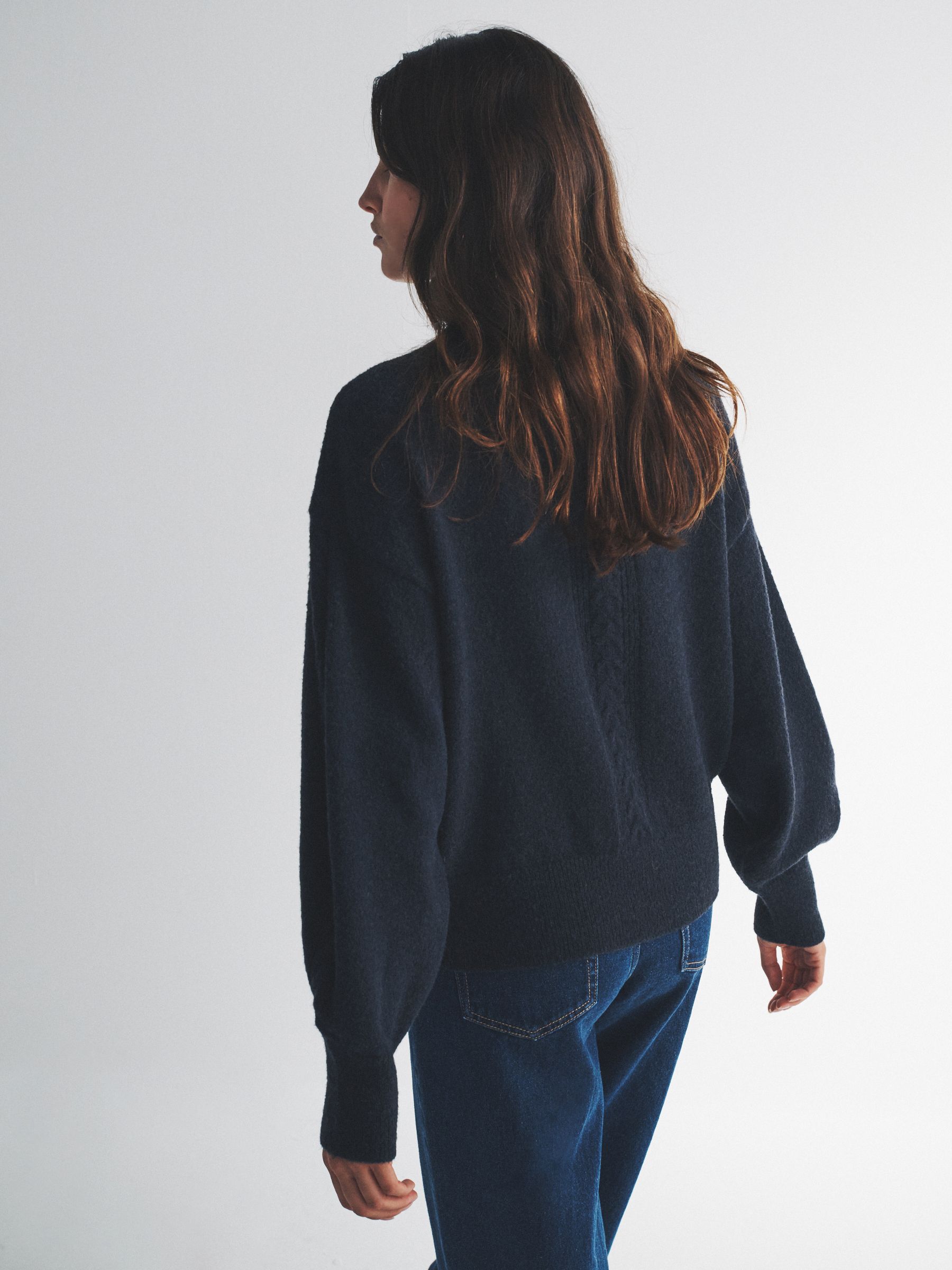 Chocolate Brown/Navy Blue 2 Pack High Neck Cable Jumpers - Image 3 of 6