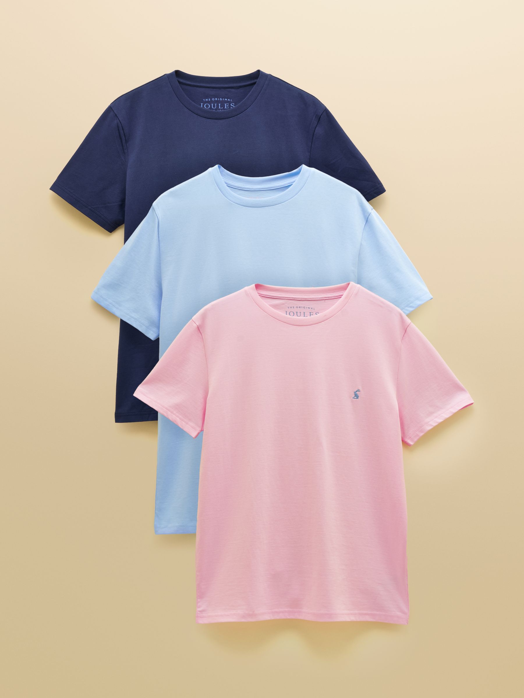 Blue/Navy/Pink Classic Fit Cotton T-Shirt 3 Pack - Image 1 of 10