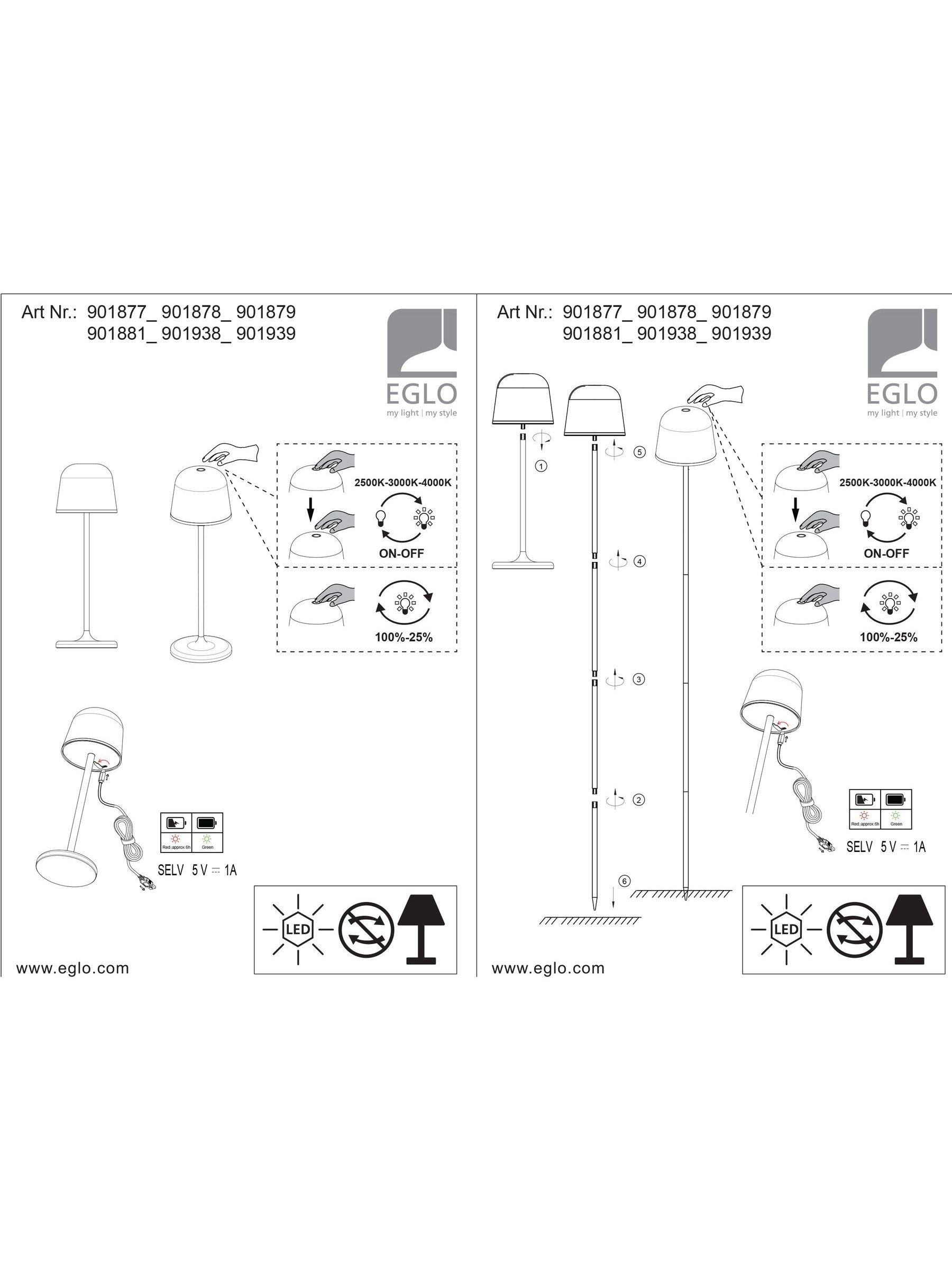 Eglo Grey MANNERA-S Portable LED Table Light - Image 5 of 5