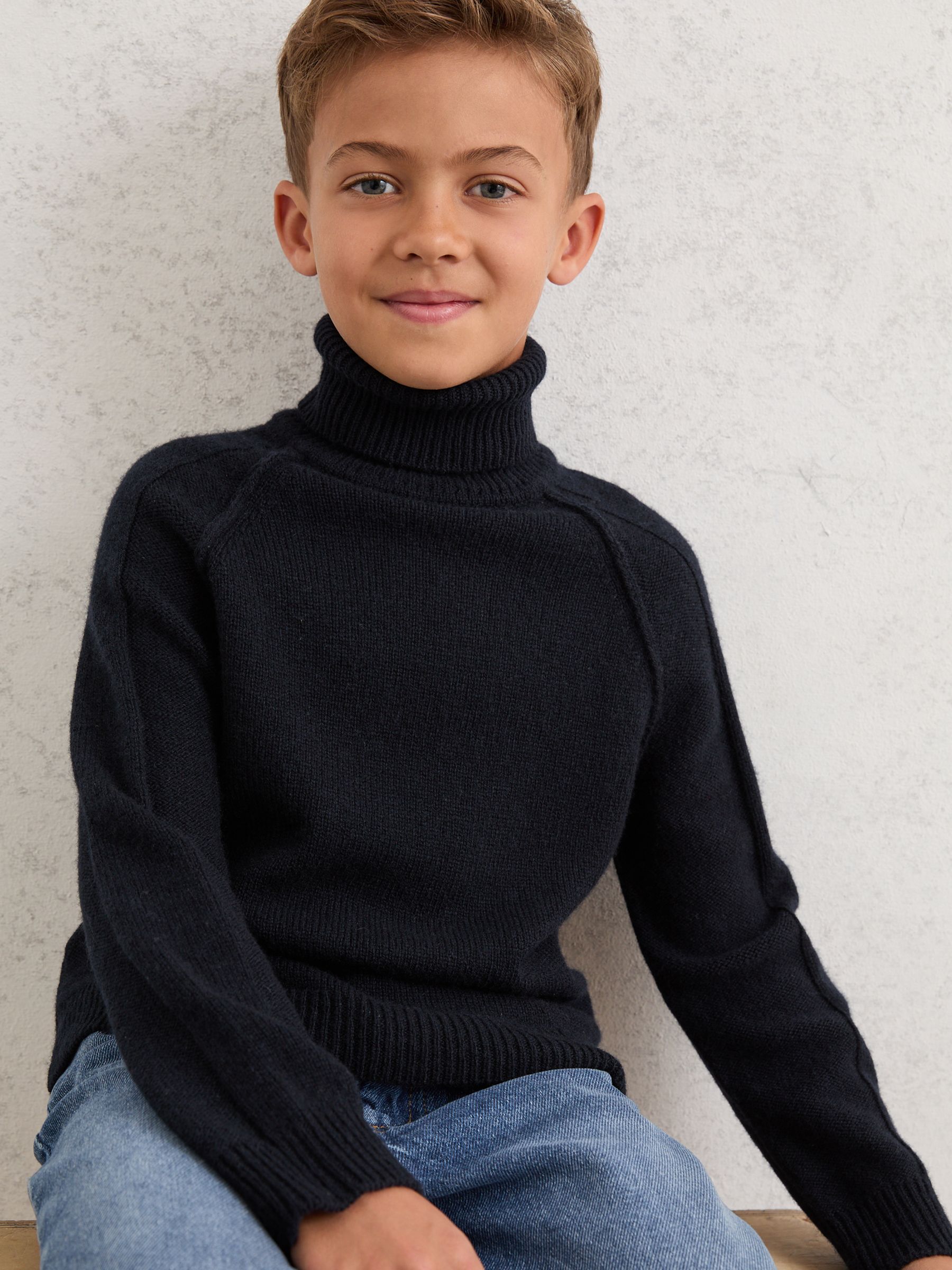 13-14 yrs Wool-Cashmere Roll-Neck Jumper in Navy - Image 3 of 4