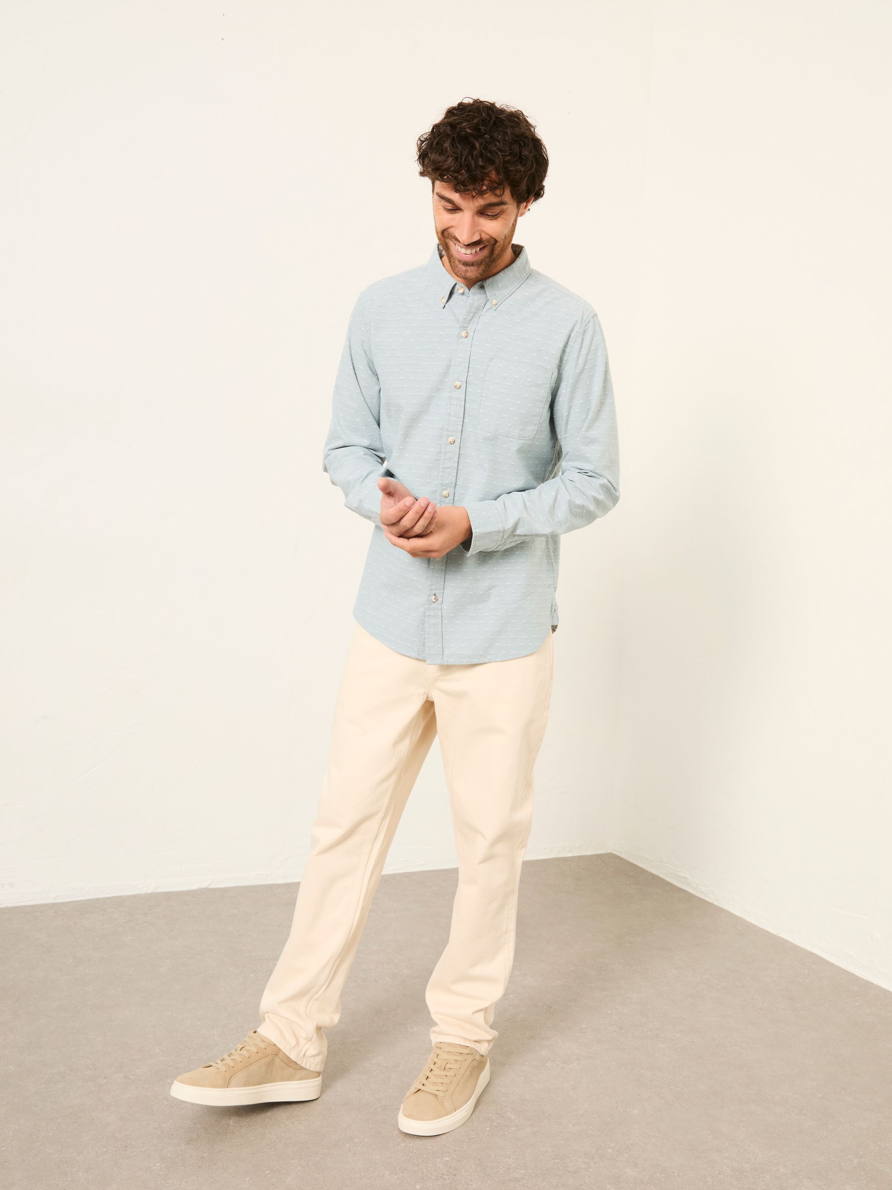 Jade Green Long Sleeve Oxford Dobby Shirt - Image 3 of 5