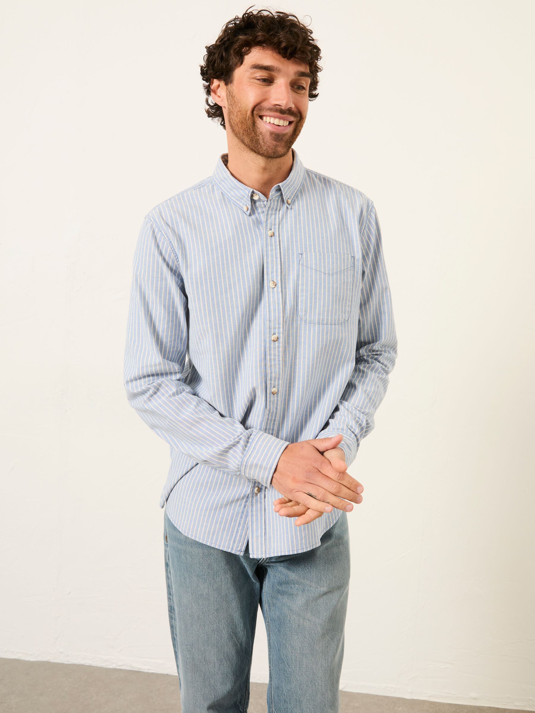 Blue Long Sleeve Oxford Stripe Shirt - Image 1 of 6