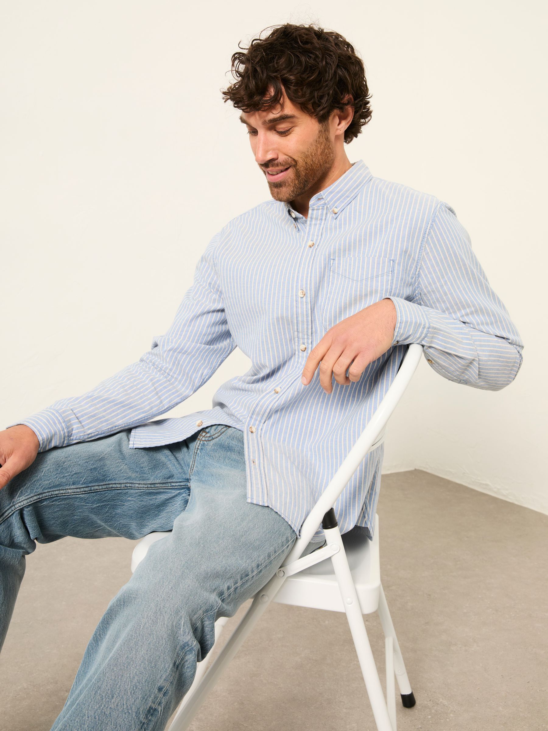 Blue Long Sleeve Oxford Stripe Shirt - Image 5 of 6