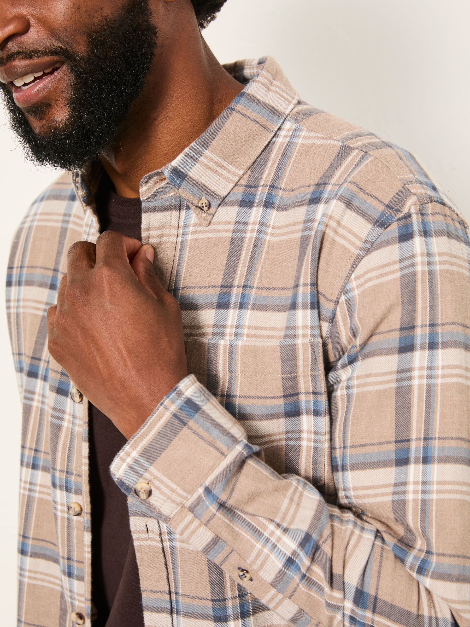 Oaklyn Dark Natural Long Sleeve Check Shirt - Image 5 of 7