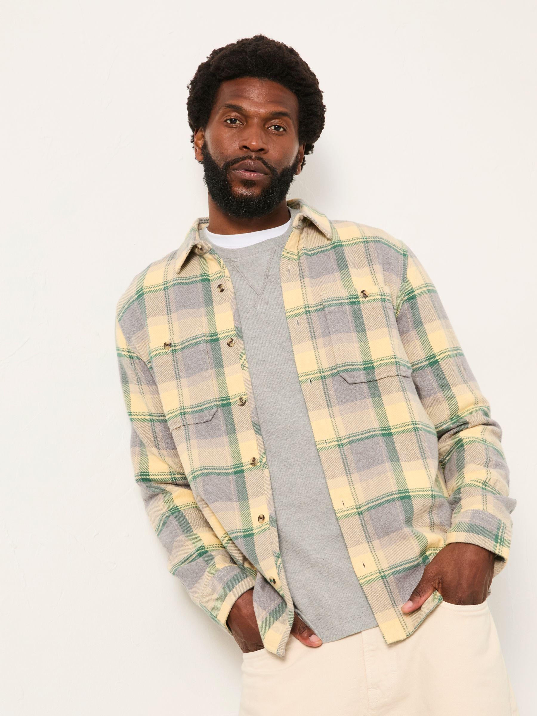 Ennis Light Yellow Long Sleeve Check Shirt - Image 1 of 5