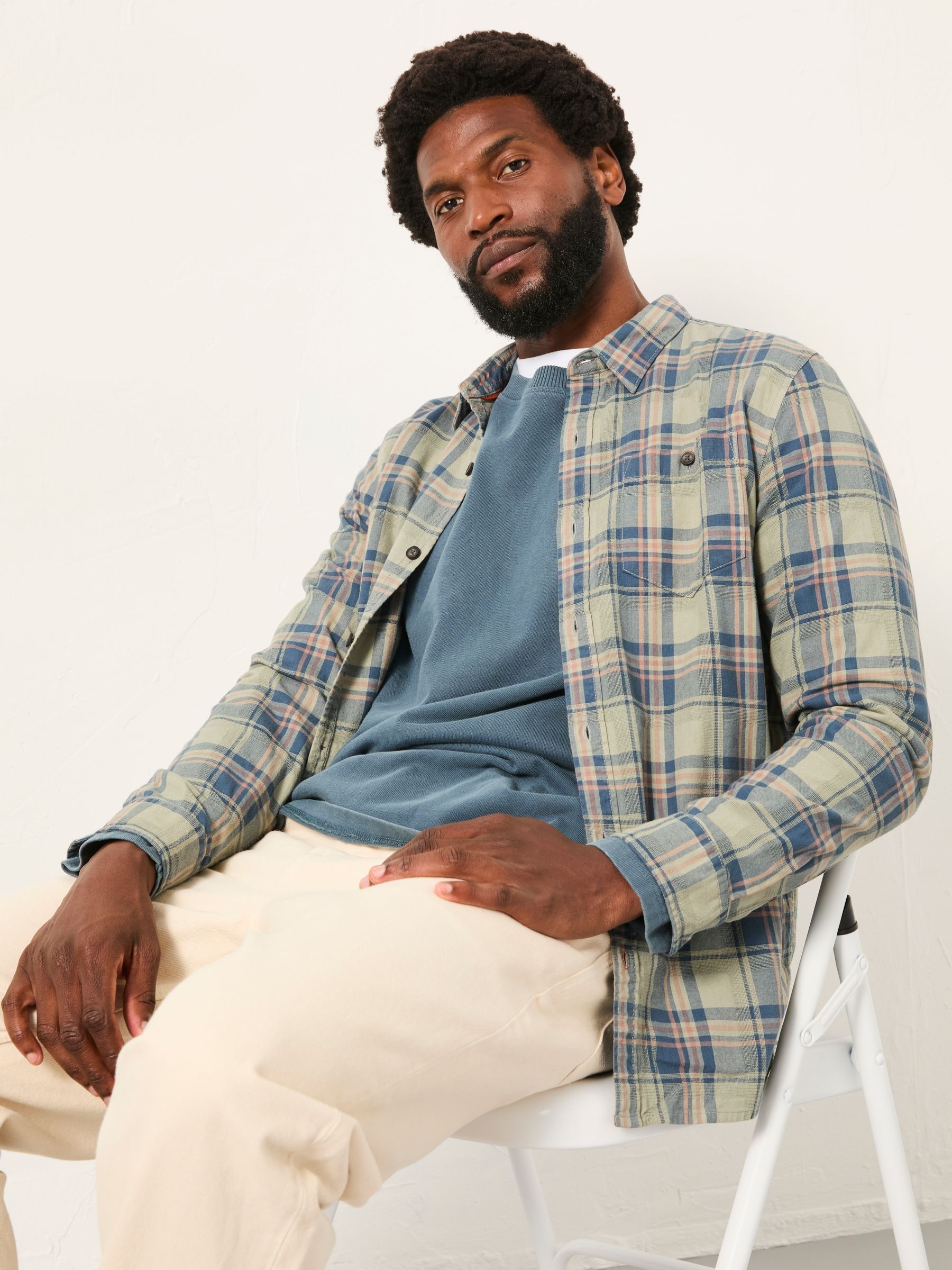 Trent Sage Green Long Sleeve Check Shirt - Image 2 of 7