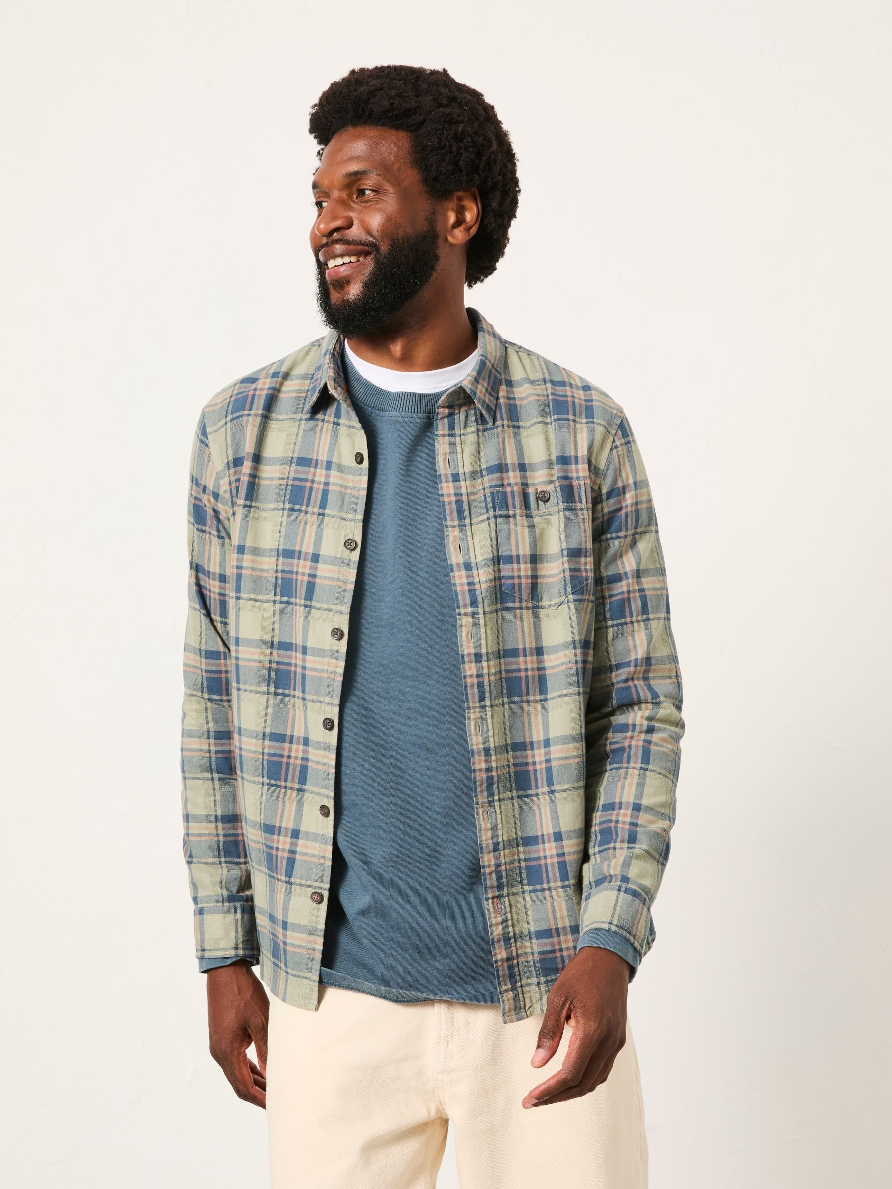 Trent Sage Green Long Sleeve Check Shirt - Image 4 of 7