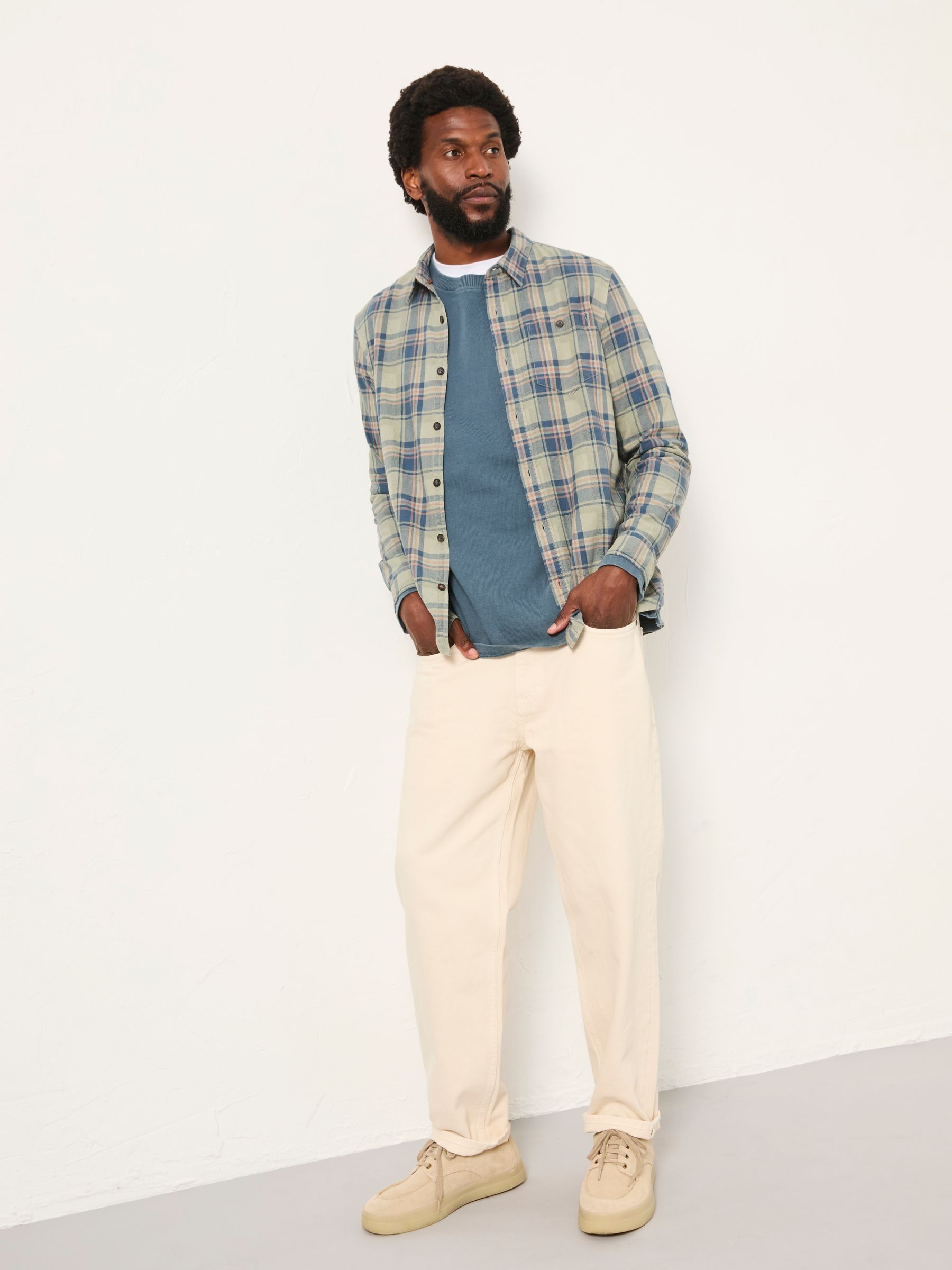 Trent Sage Green Long Sleeve Check Shirt | FatFace USA
