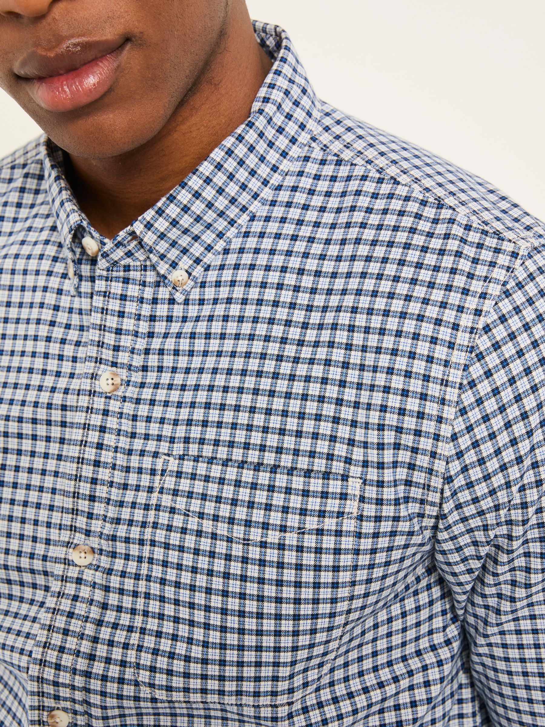 Navy Long Sleeve Oxford Gingham Shirt - Image 4 of 6