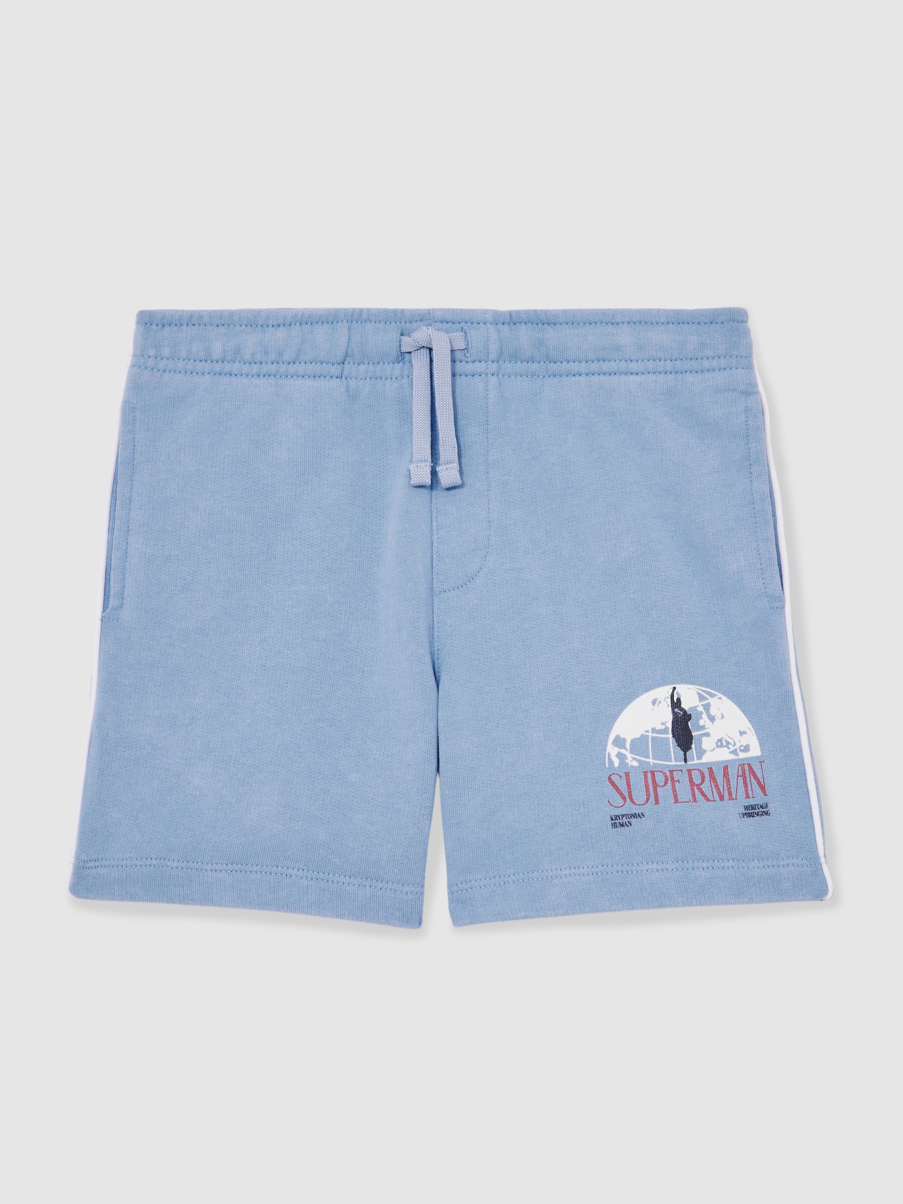 3-9 yrs Superman | Reiss Logo-Print Shorts in Light Blue - Image 2 of 5