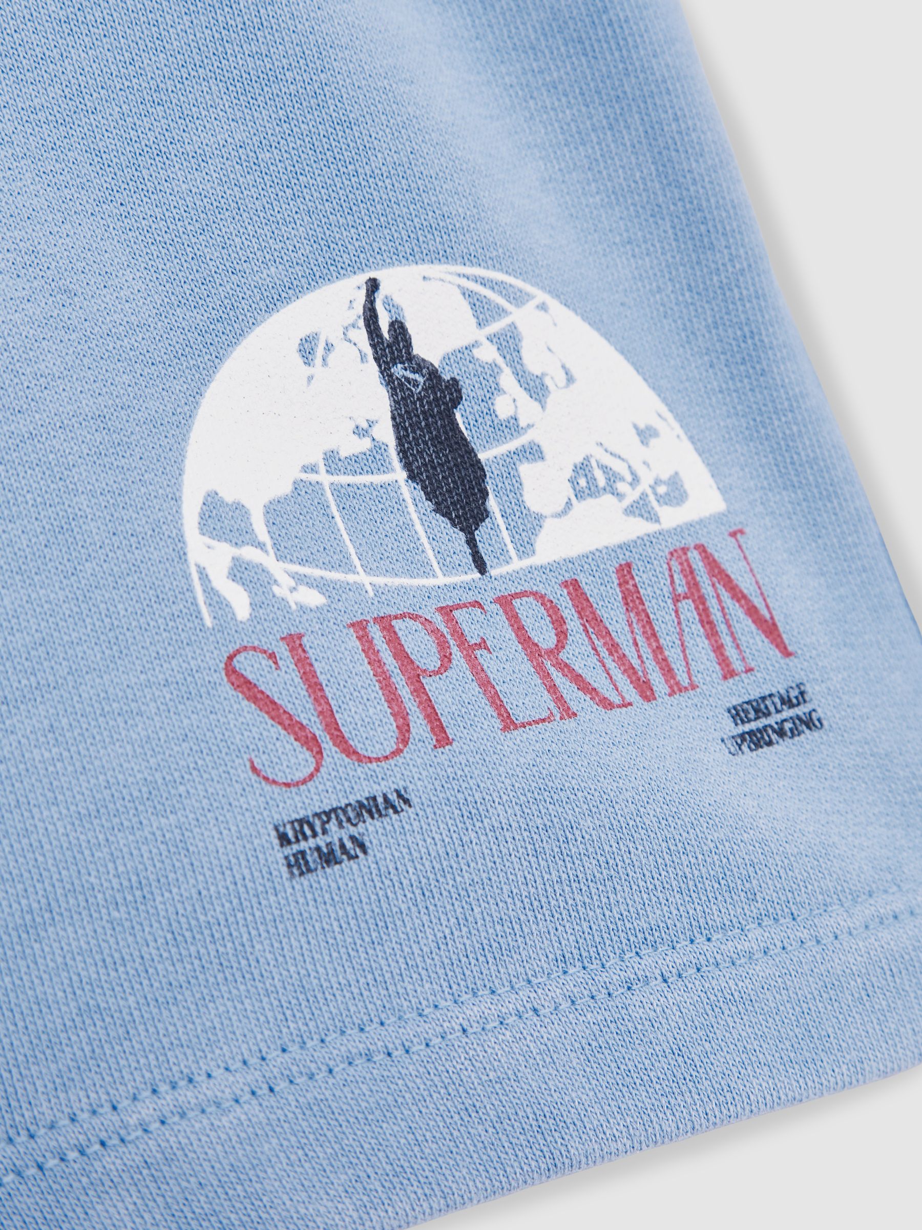 3-9 yrs Superman | Reiss Logo-Print Shorts in Light Blue - Image 5 of 5