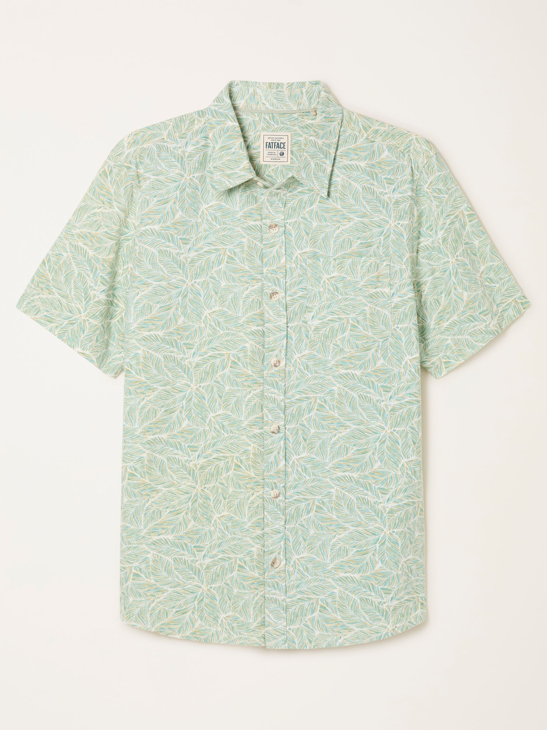 Mint Green Short Sleeve Leaf Print Shirt - Image 4 of 5