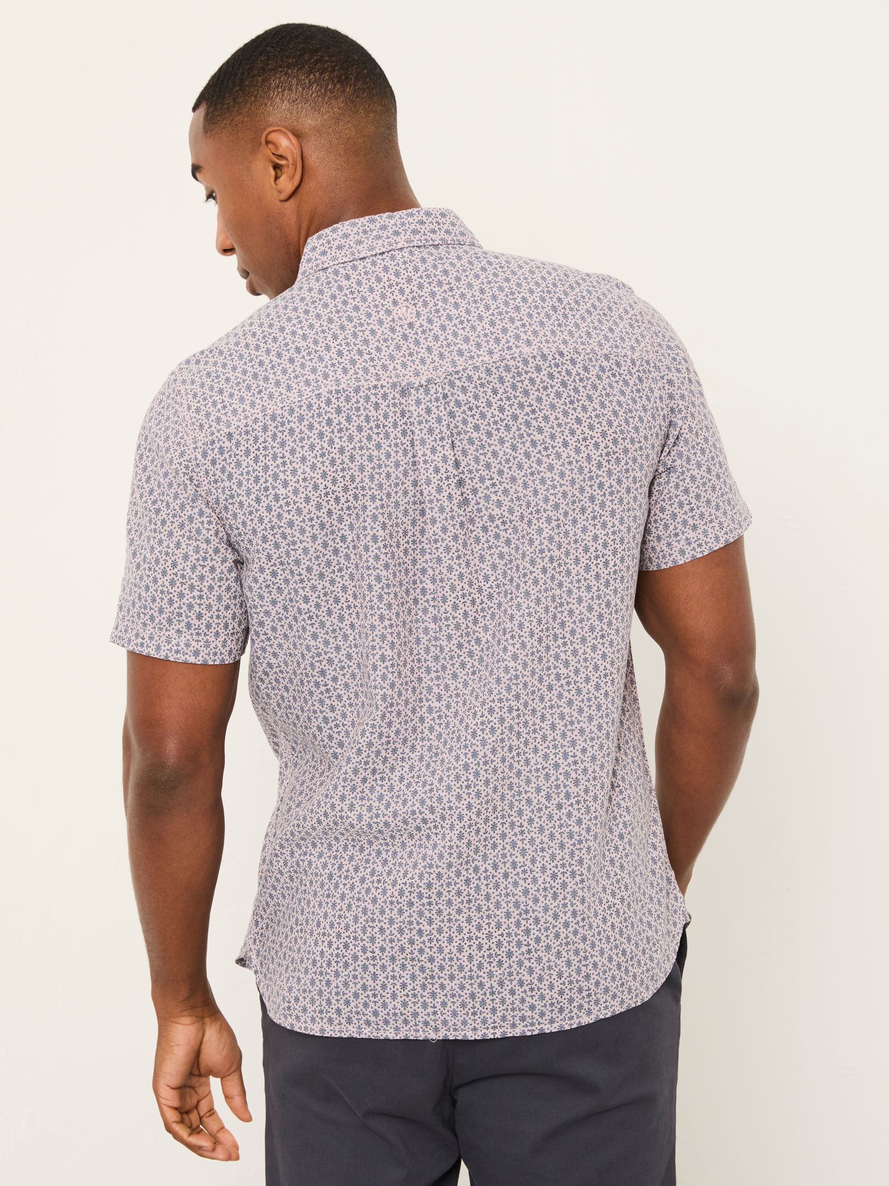 Dusky Purple Short Sleeve Woodblock Print Shirt - Image 2 of 6