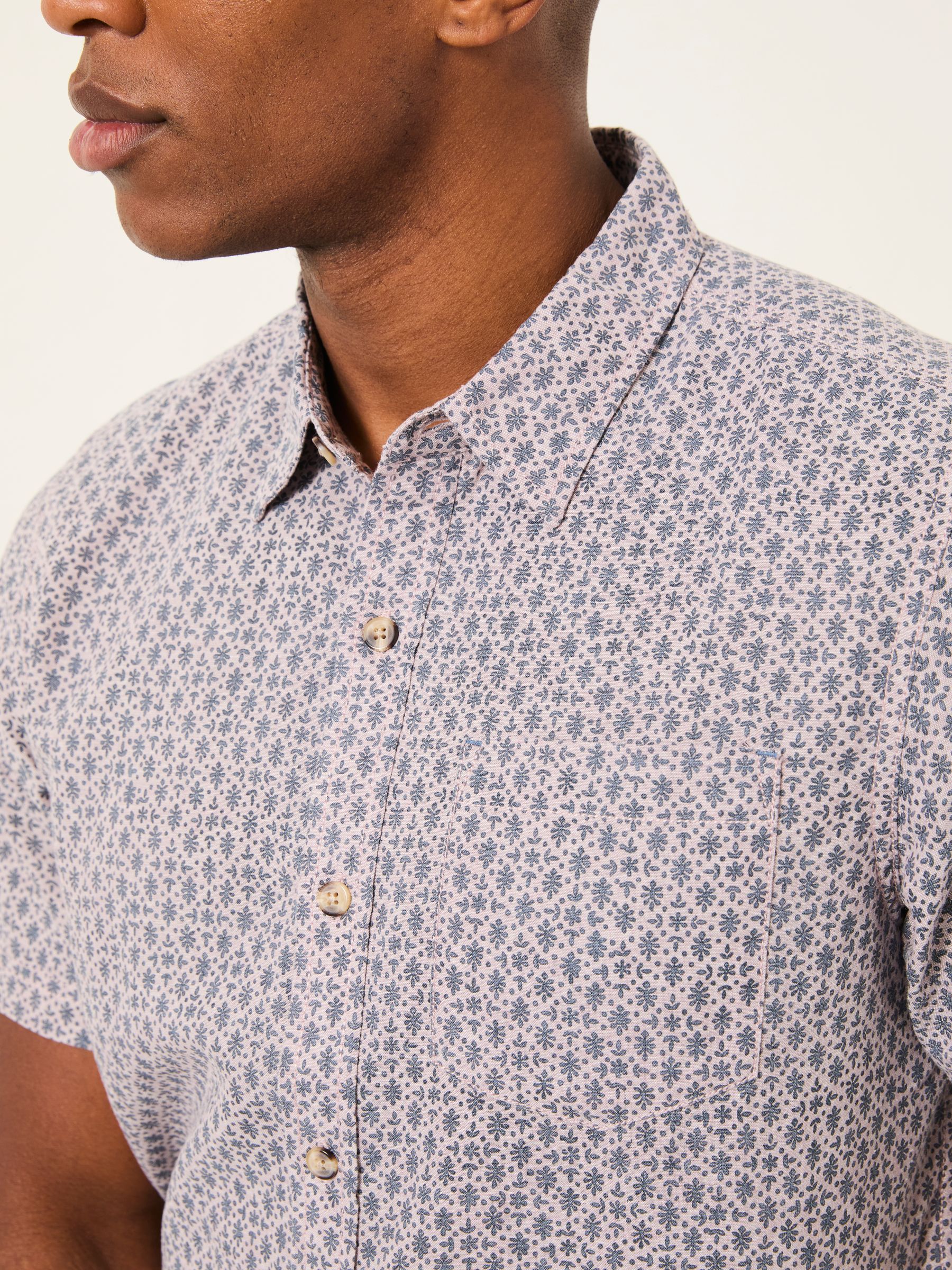 Dusky Purple Short Sleeve Woodblock Print Shirt - Image 5 of 6
