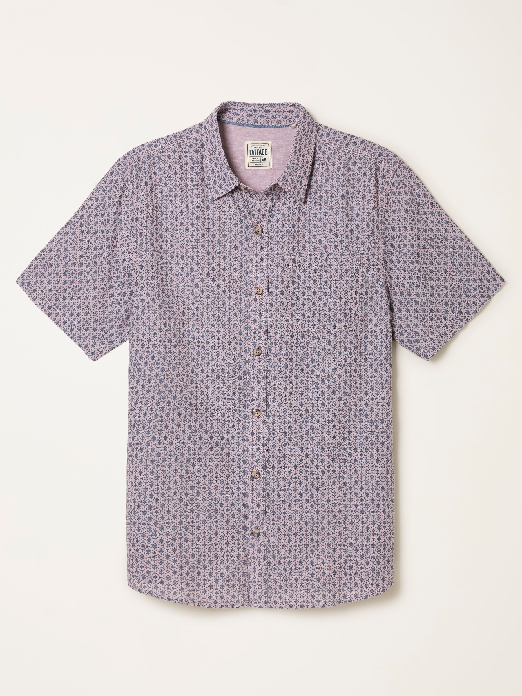 Dusky Purple Short Sleeve Woodblock Print Shirt - Image 6 of 6
