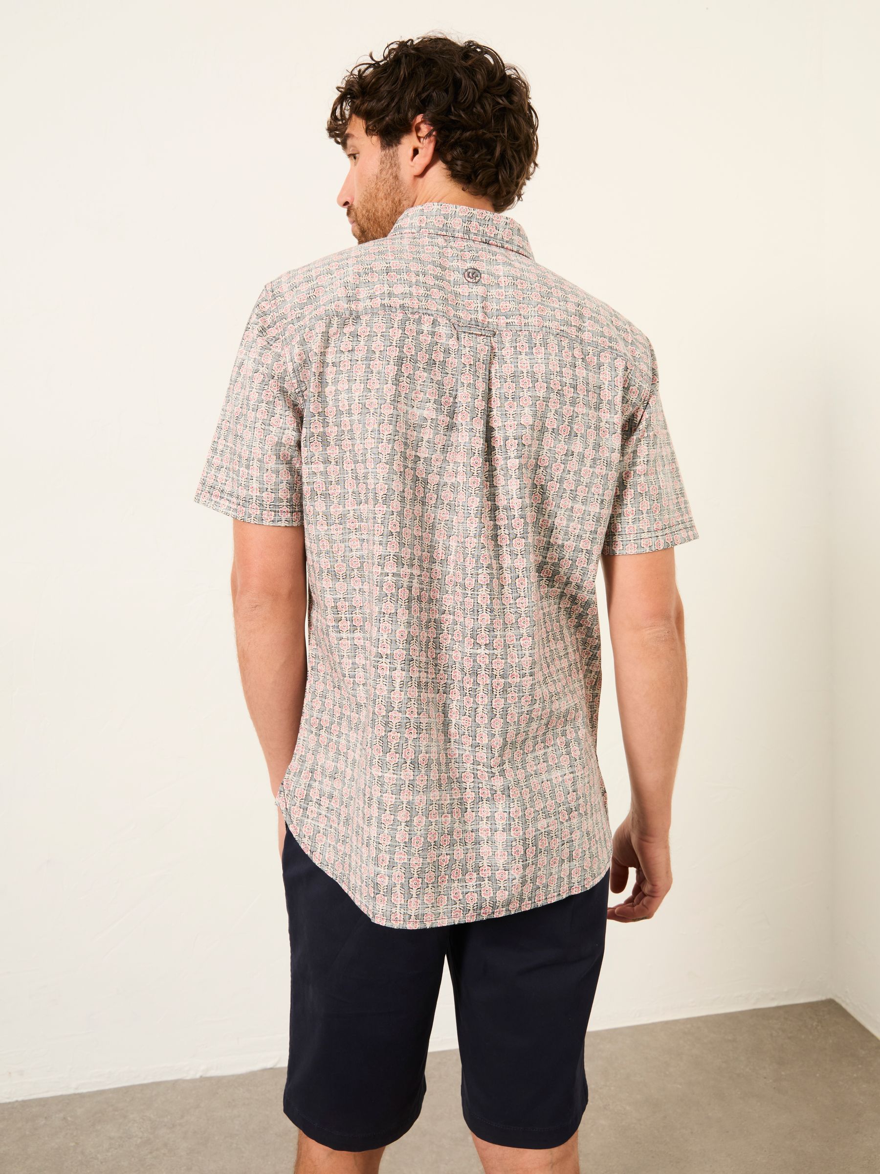 Washed Black Short Sleeve Floral Block Print Shirt - Image 2 of 6