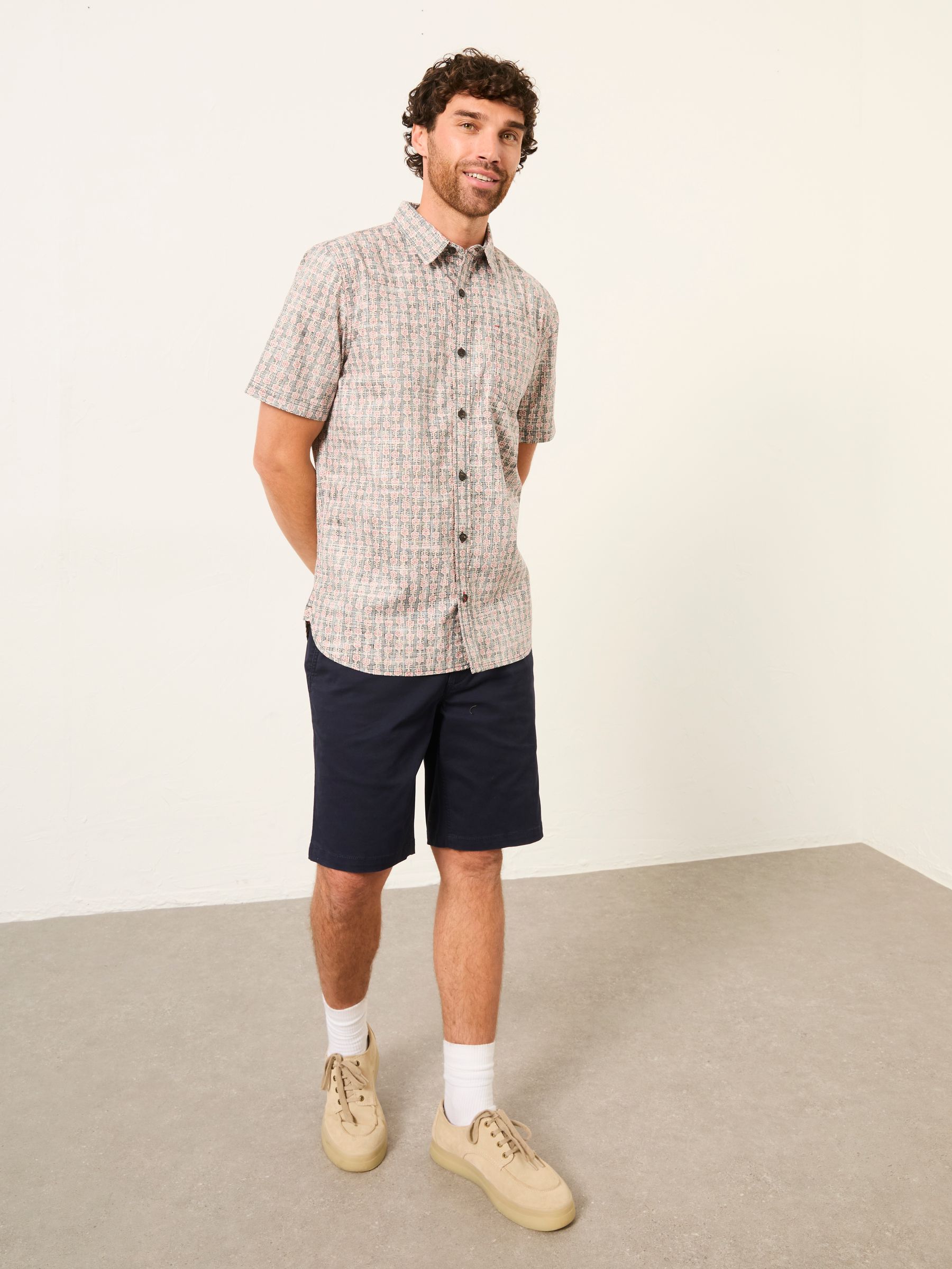 Washed Black Short Sleeve Floral Block Print Shirt - Image 3 of 6