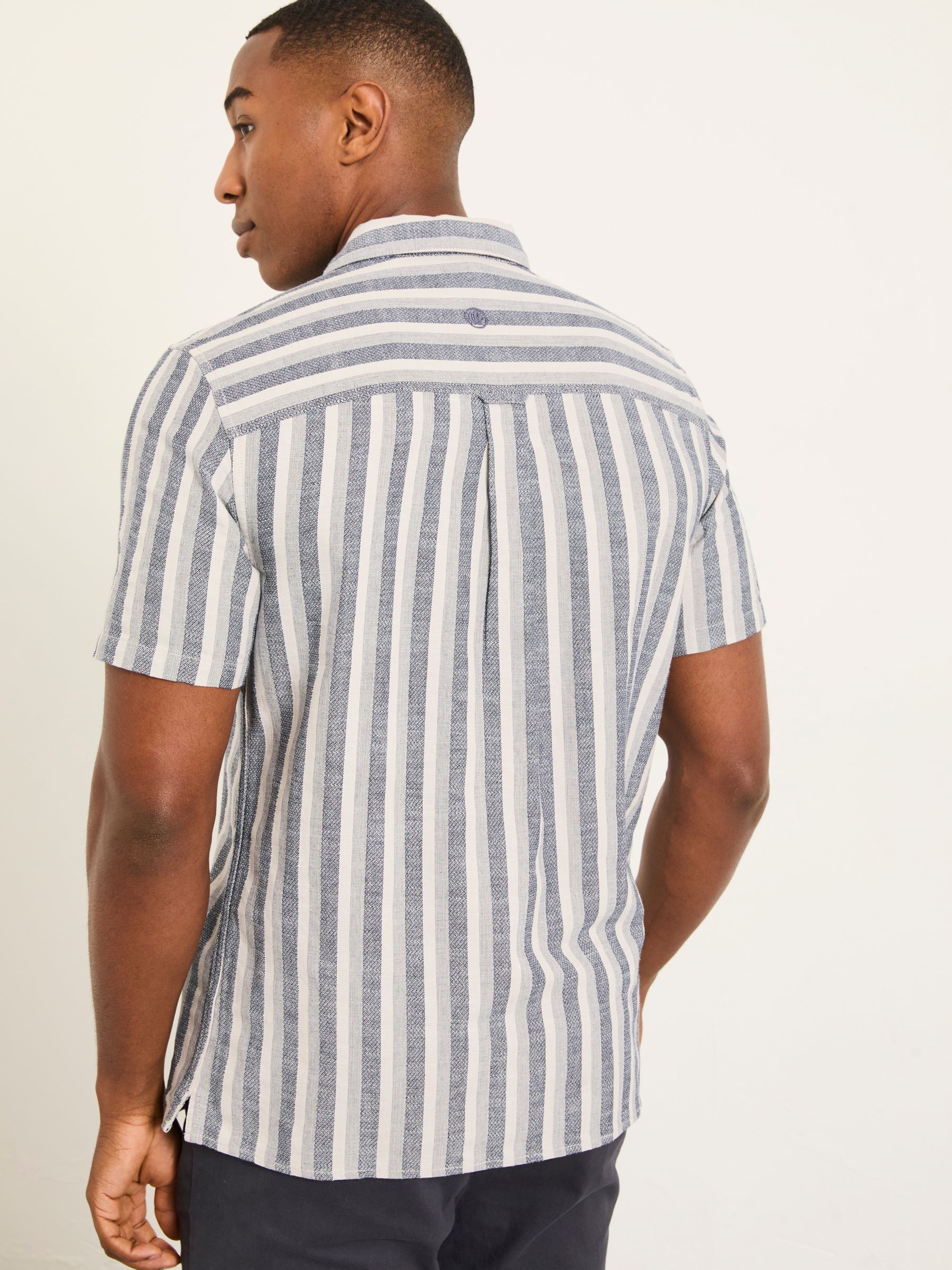 Denim Dark Blue Short Sleeve Stripe Shirt - Image 2 of 6