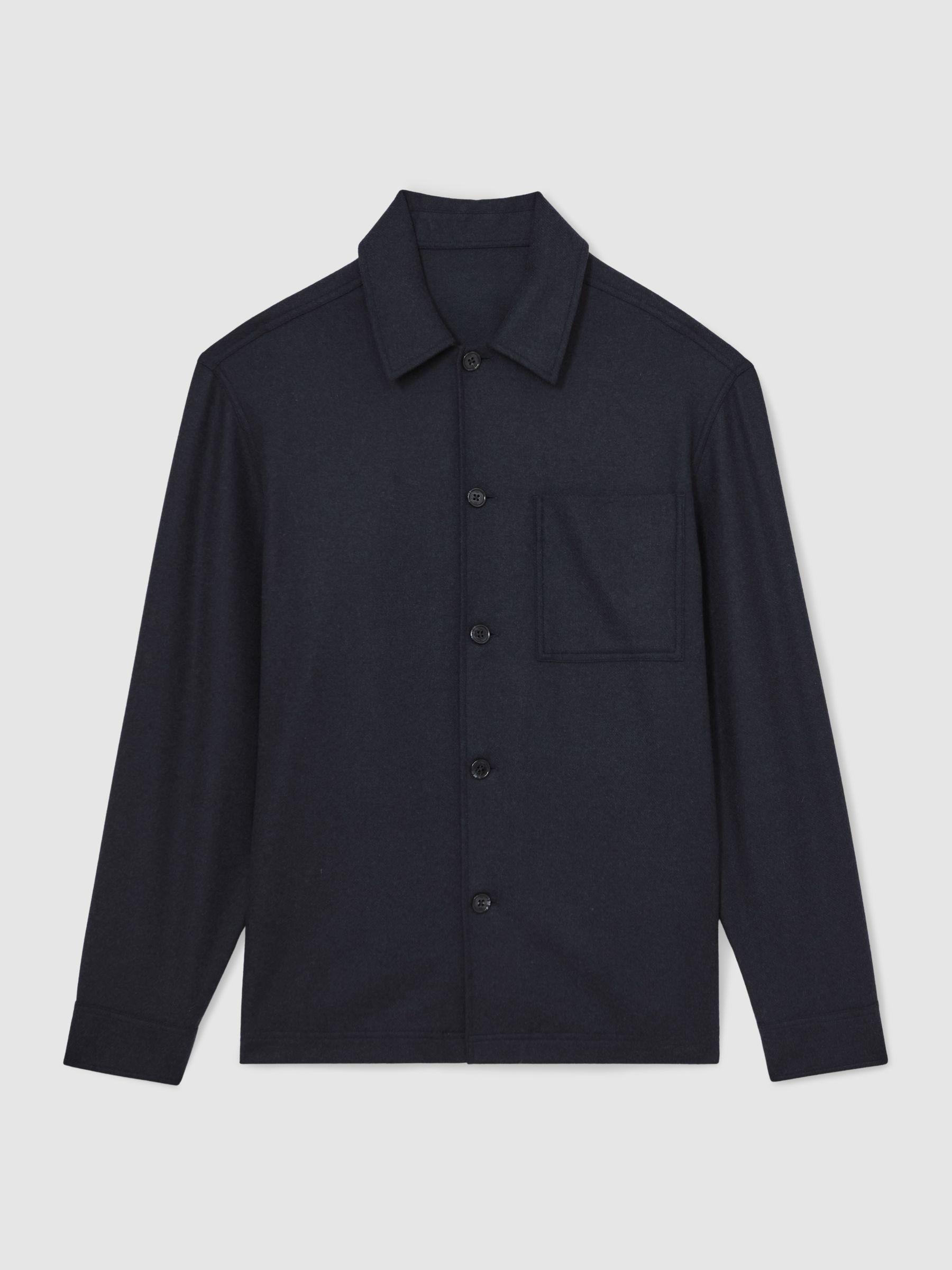 Wool-Blend Patch-Pocket Overshirt in Navy - image 1