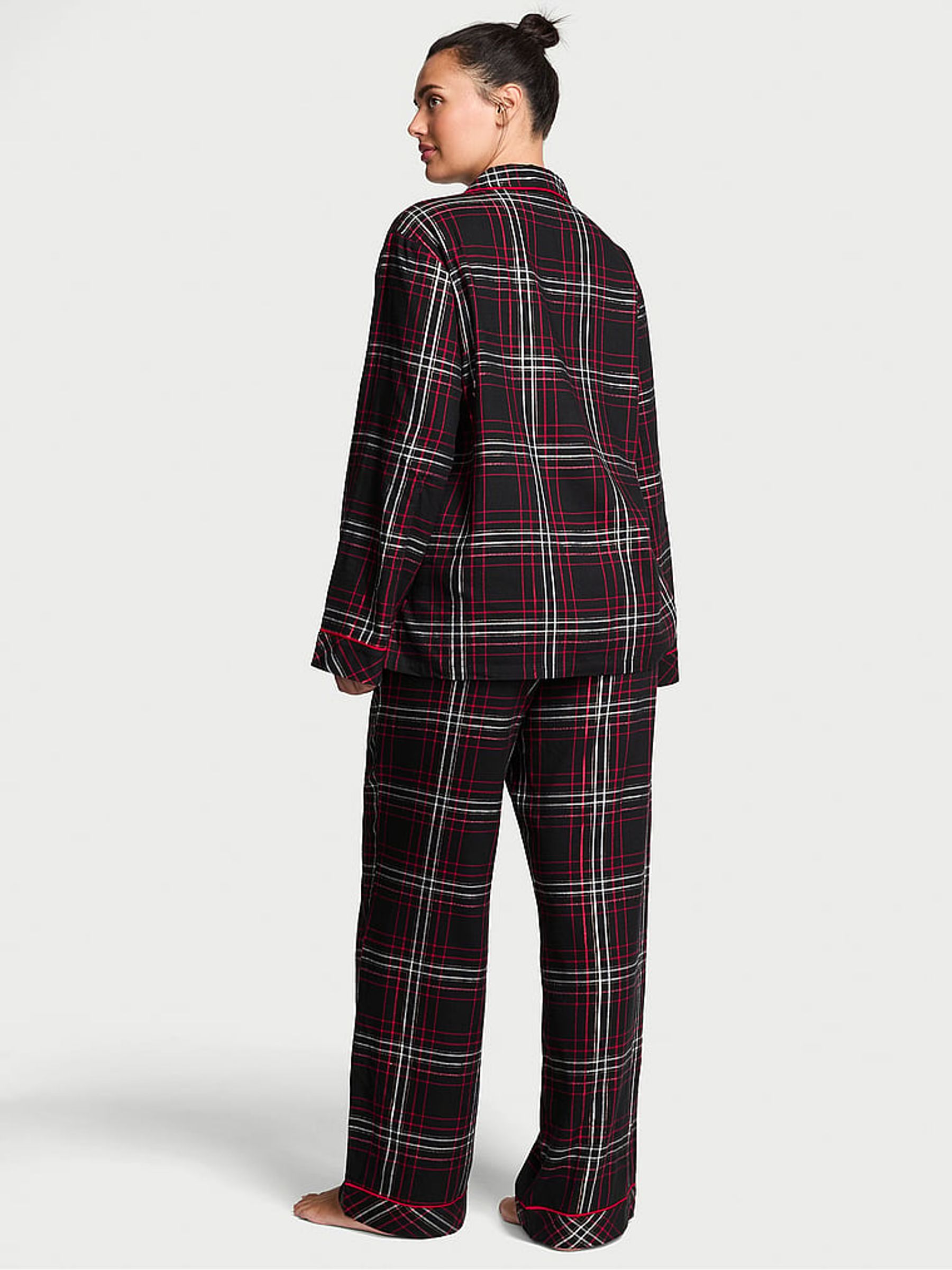 Black & Red Christmas Tartan Flannel Long Pyjamas Set - Image 2 of 2 Black & Red Christmas Tartan Flannel Long Pyjamas Set - Image 2 of 2