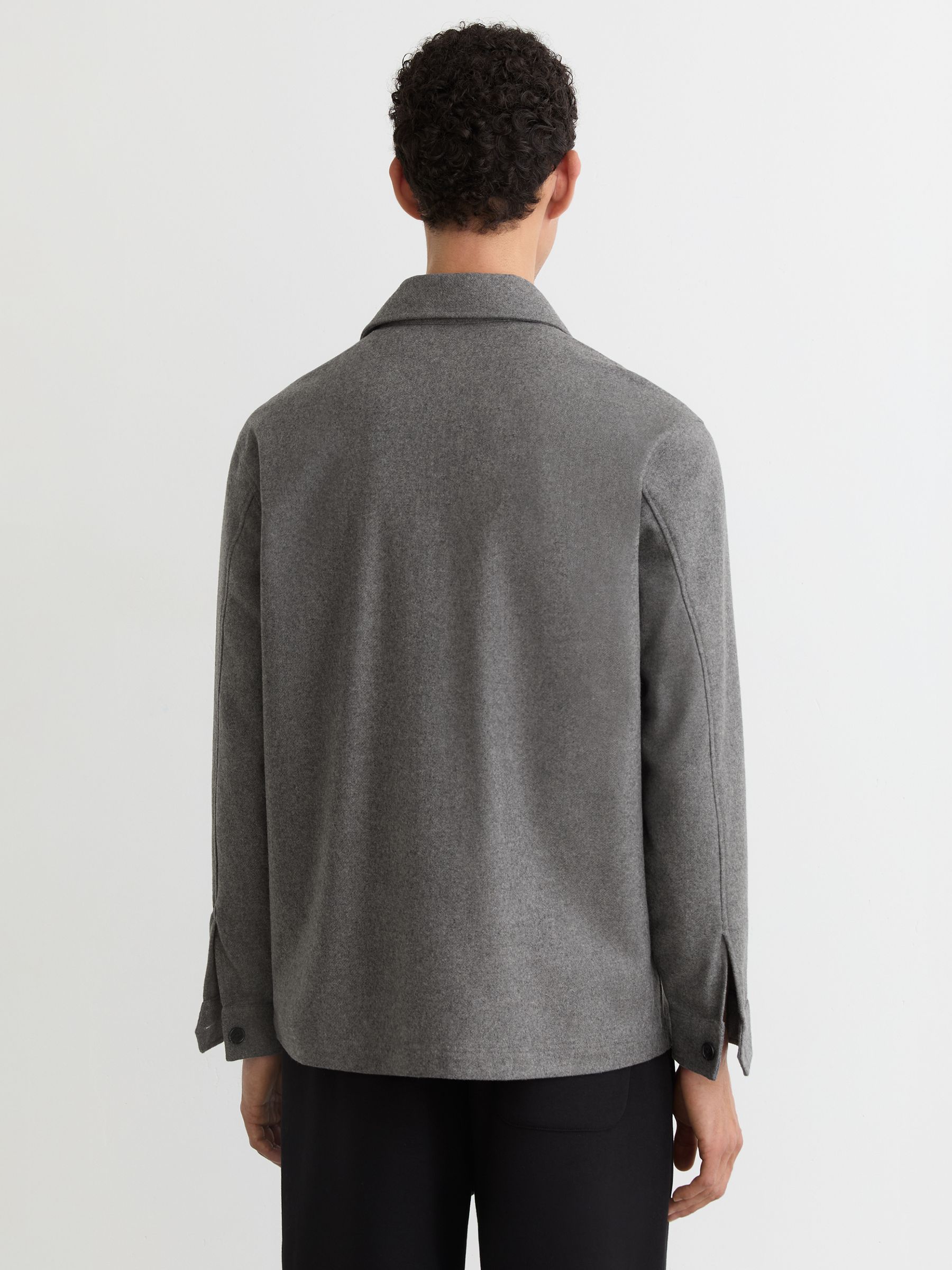 Wool-Blend Patch-Pocket Overshirt in Soft Grey - image 4