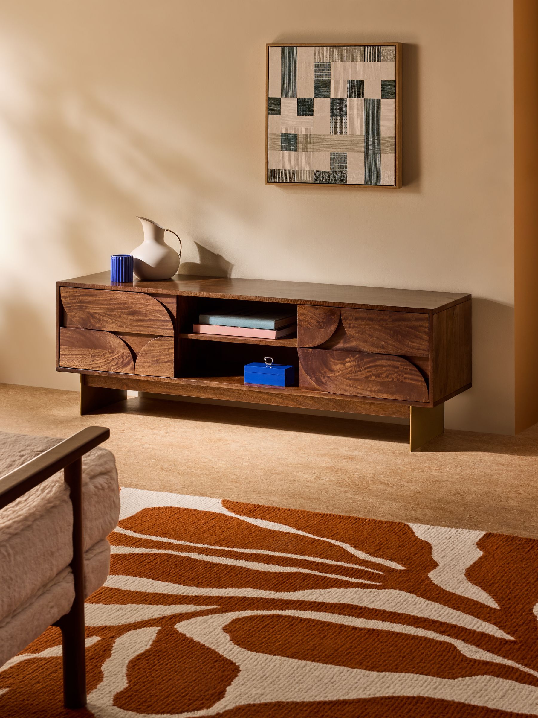 Keala Up to 55 Inch TV Unit in Dark Mango Wood - Image 1 of 6