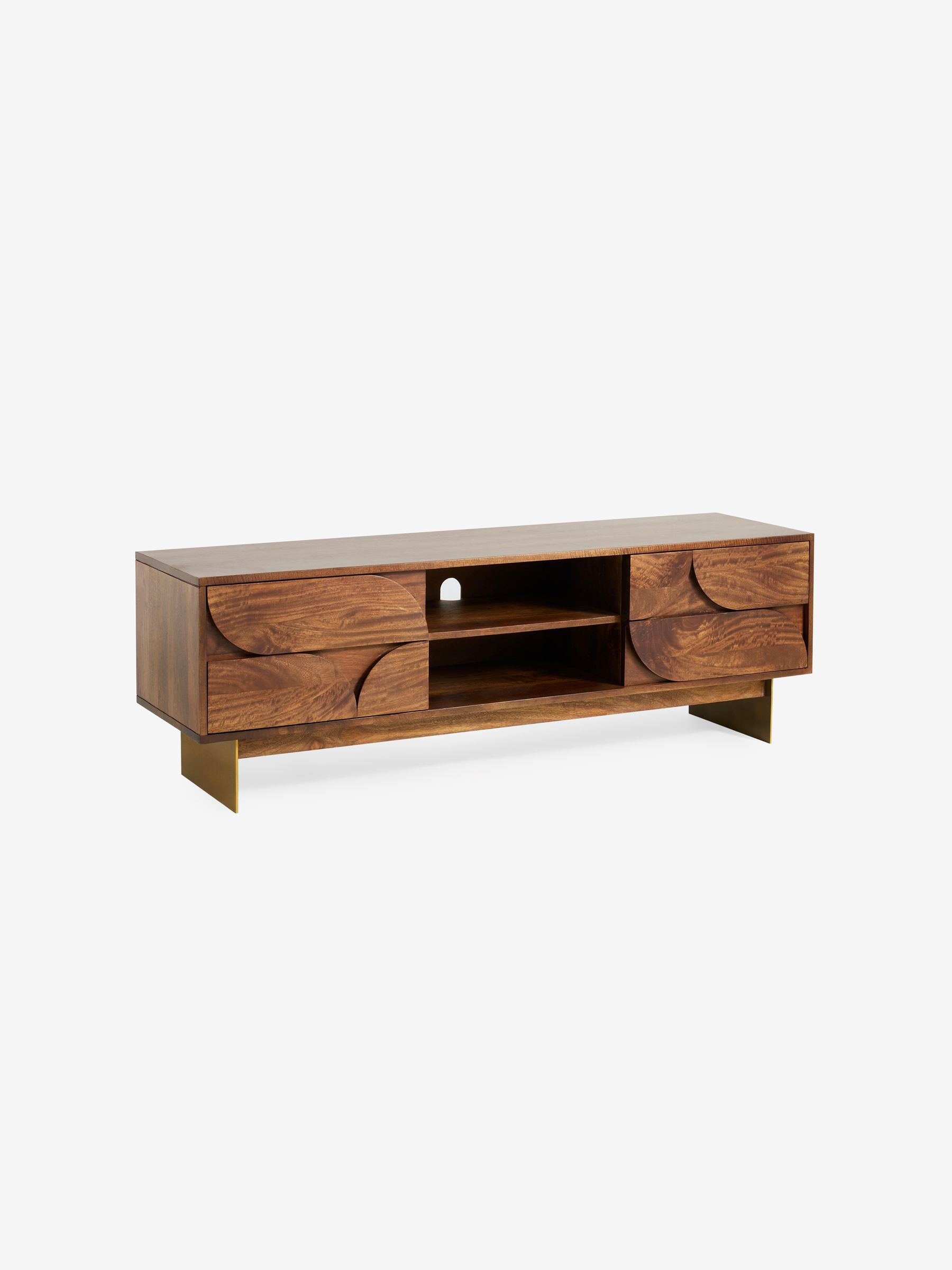 Keala Up to 55 Inch TV Unit in Dark Mango Wood - Image 5 of 6
