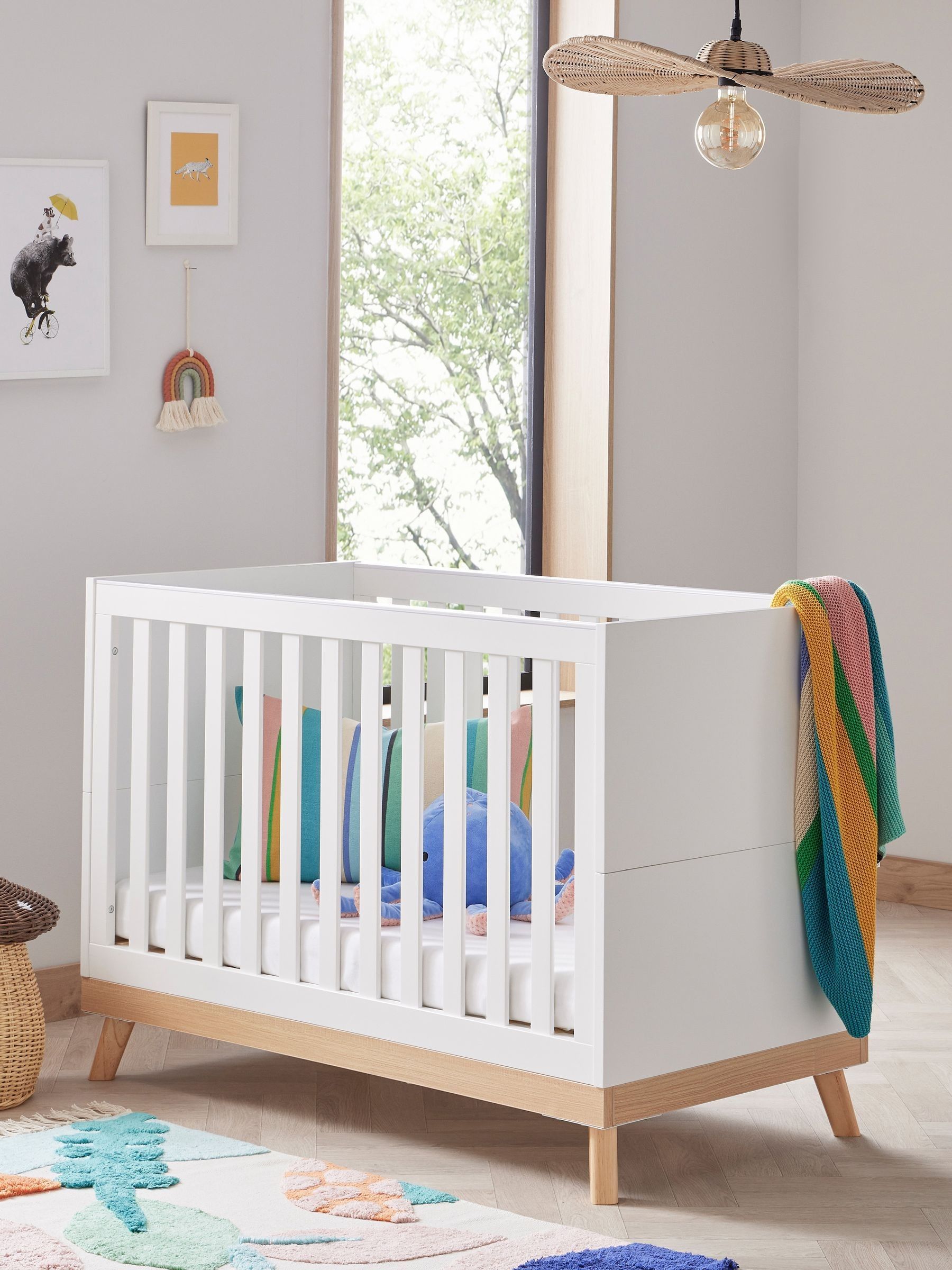 Babymore White Mona Mini Cot Bed - Image 1 of 4