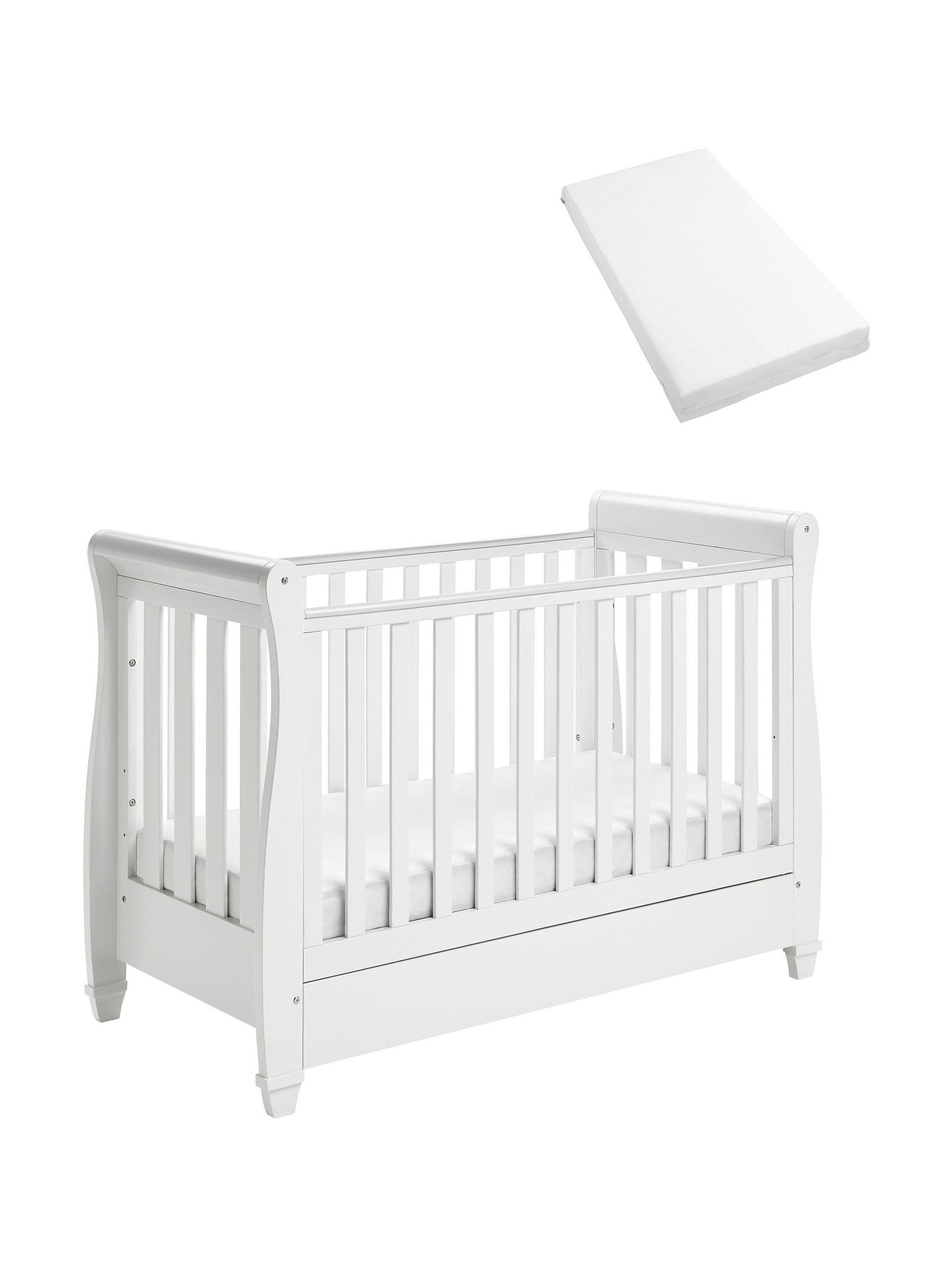Babymore White Eva Cot Bed with Fibre Mattress - Image 4 of 6