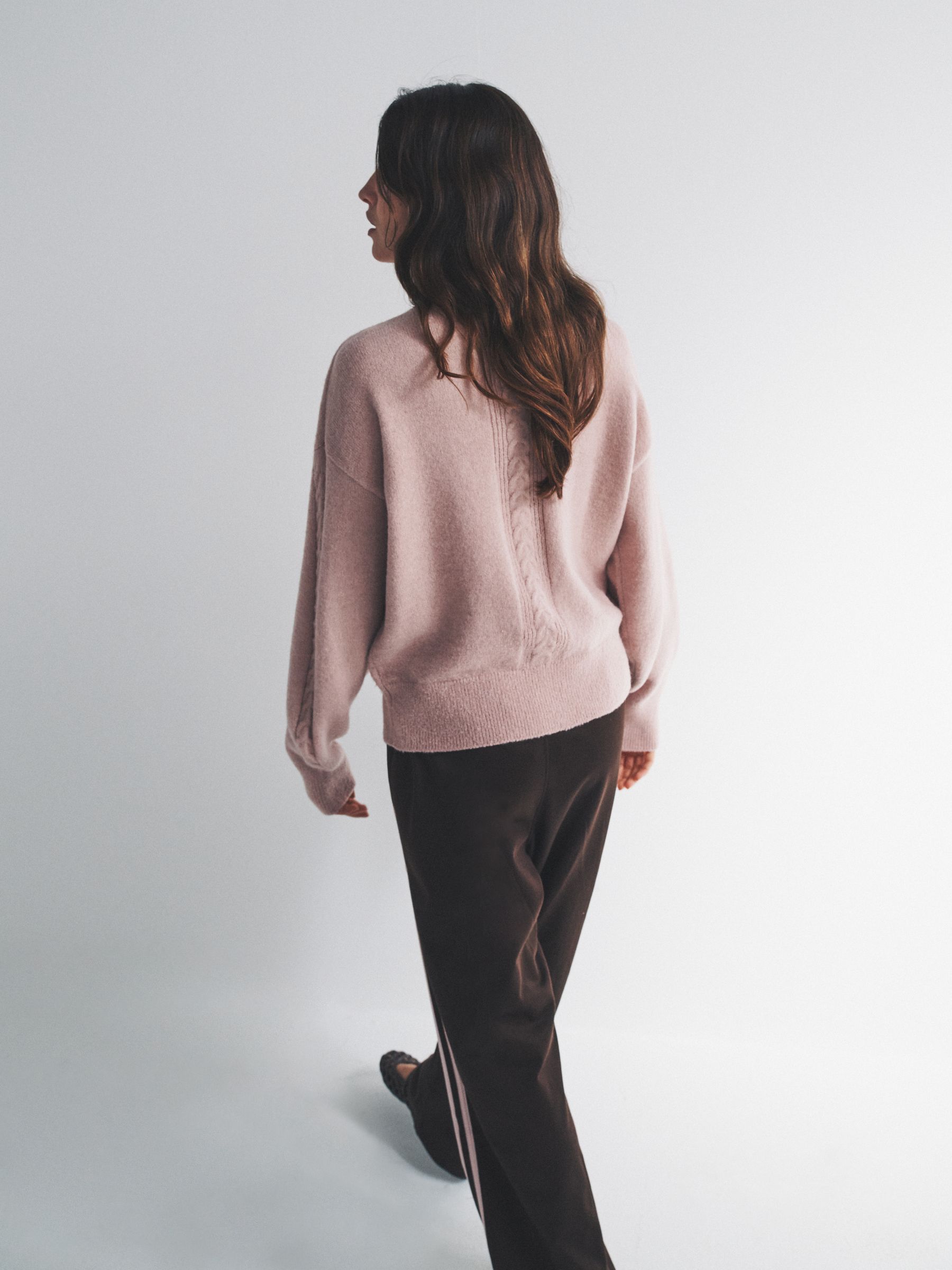 Soft Pink/Black 2 Pack High Neck Cable Jumpers - Image 4 of 6