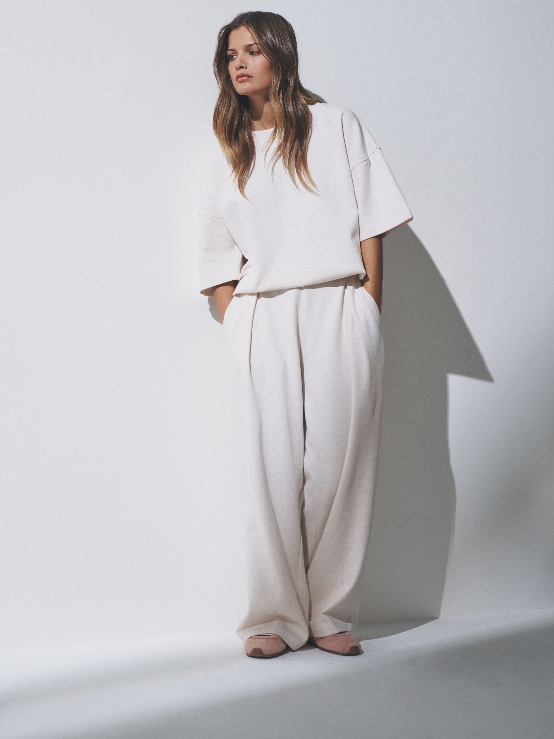 Oatmeal 2 Piece Premium Heavyweight Jersey T-Shirt and Jogger set - Image 1 of 9