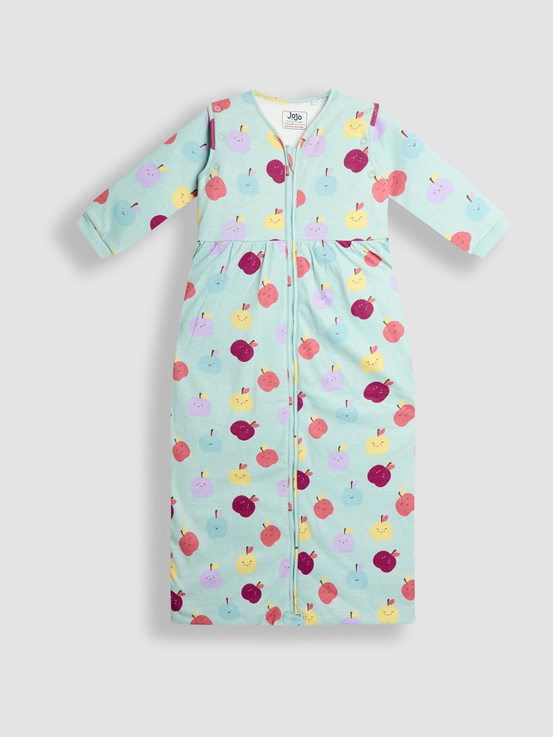 Green Happy Apples 2.5 Tog Sleeved Toddler Sleeping Bag - Image 1 of 4 Green Happy Apples 2.5 Tog Sleeved Toddler Sleeping Bag - Image 1 of 4