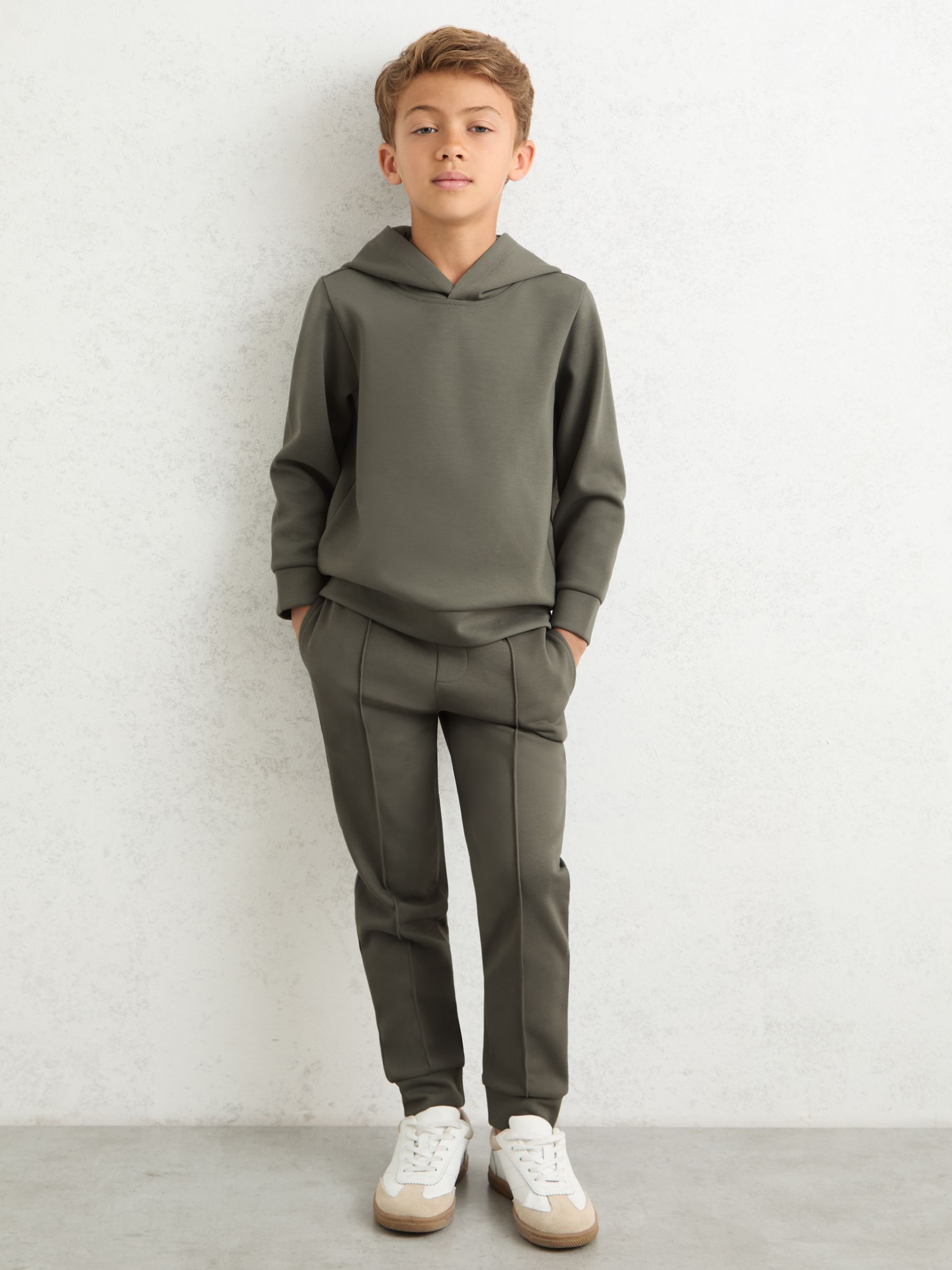 3-9 yrs Interlock Jersey Hoodie in Dark Sage - Image 3 of 4