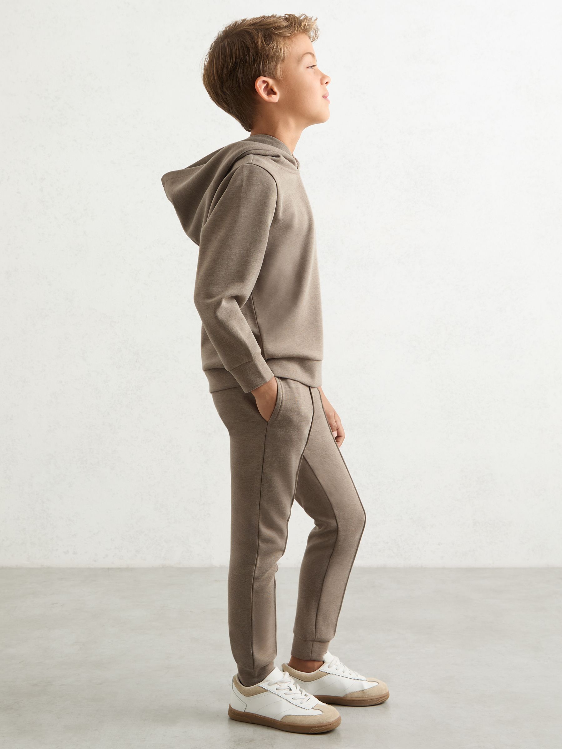 3-9 yrs Interlock Jersey Hoodie in Taupe Brown - Image 1 of 4