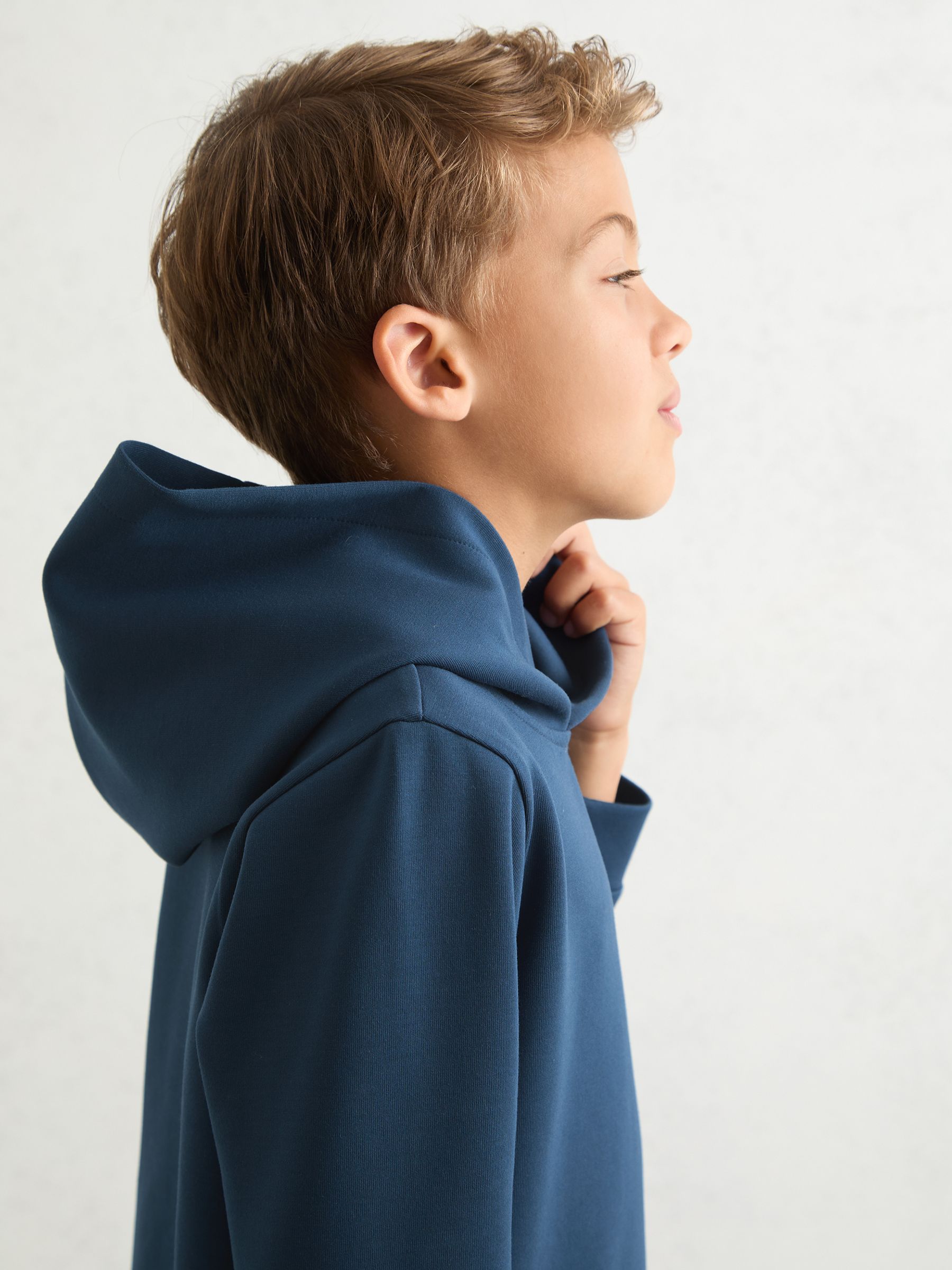 3-9 yrs Interlock Jersey Hoodie in Ocean Blue - Image 3 of 4
