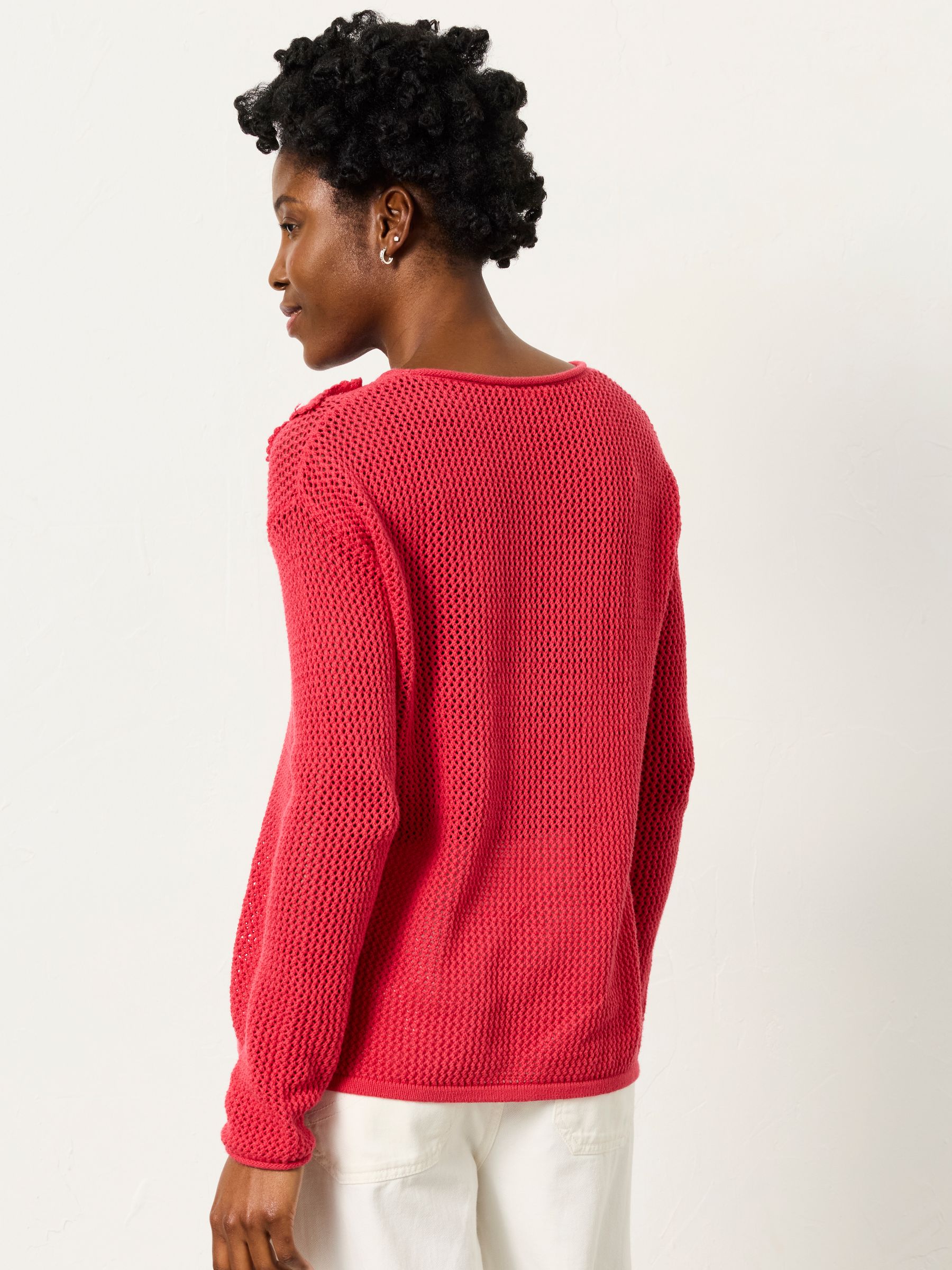 Raspberry Pink Floral Crochet Jumper - Image 2 of 5