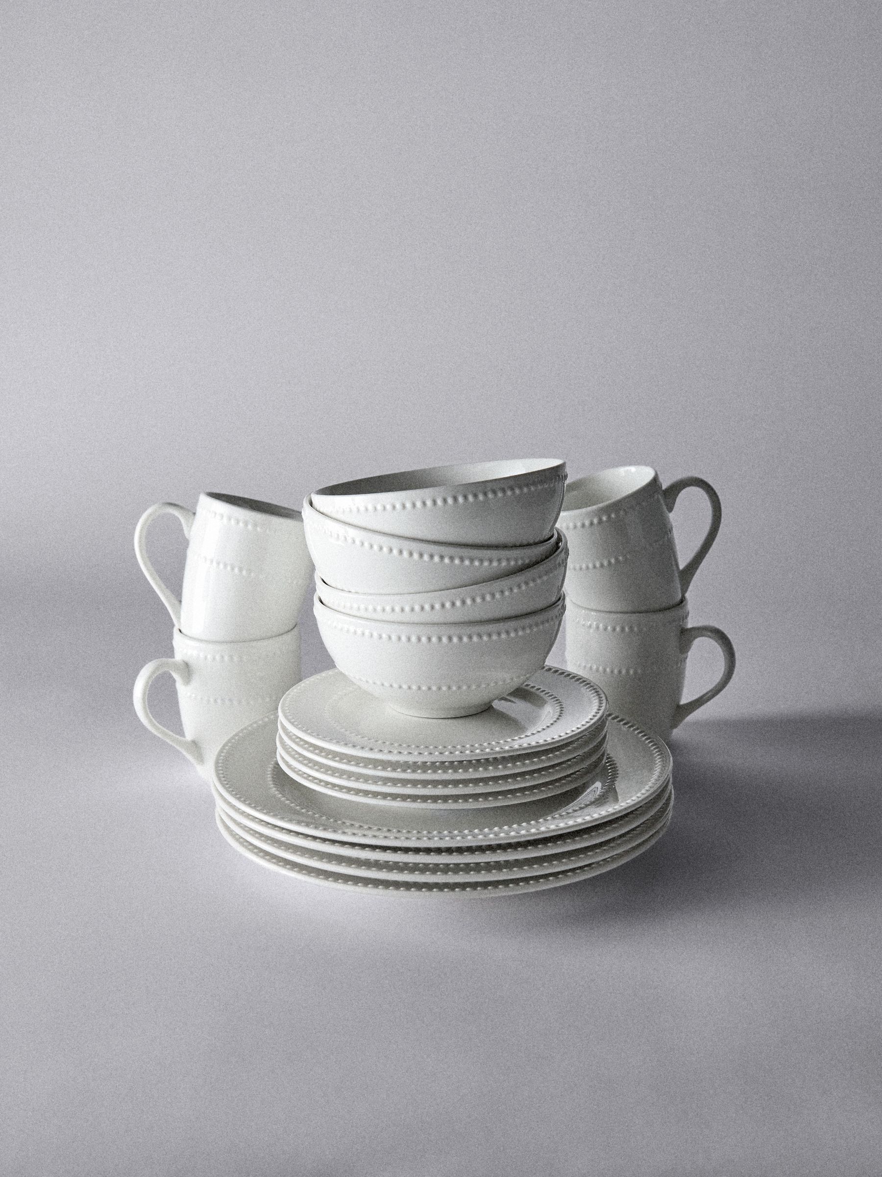 16 Piece Bobble Dinner and Mugs Set White - Image 4 of 6