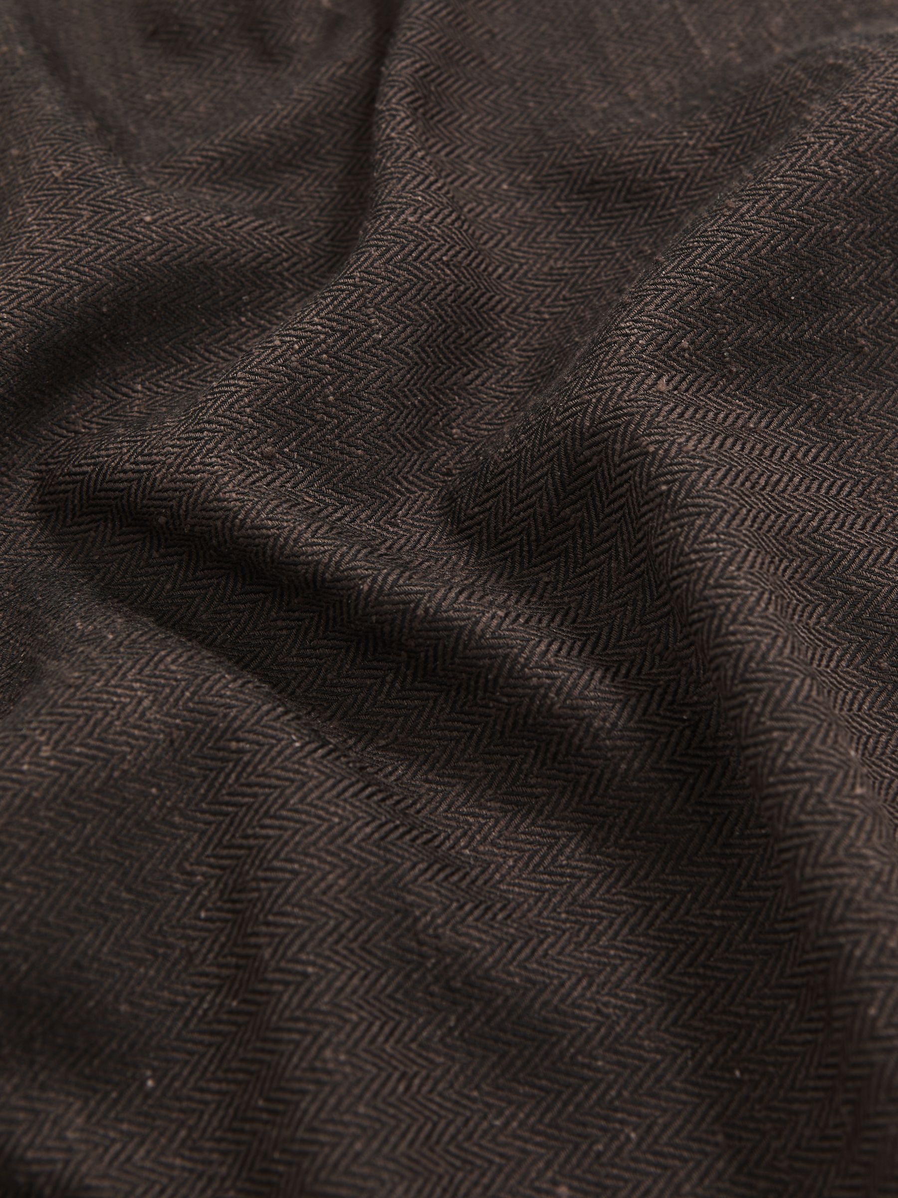 Silk Blend Herringbone Pocket Square in Chocolate Brown - Image 4 of 4
