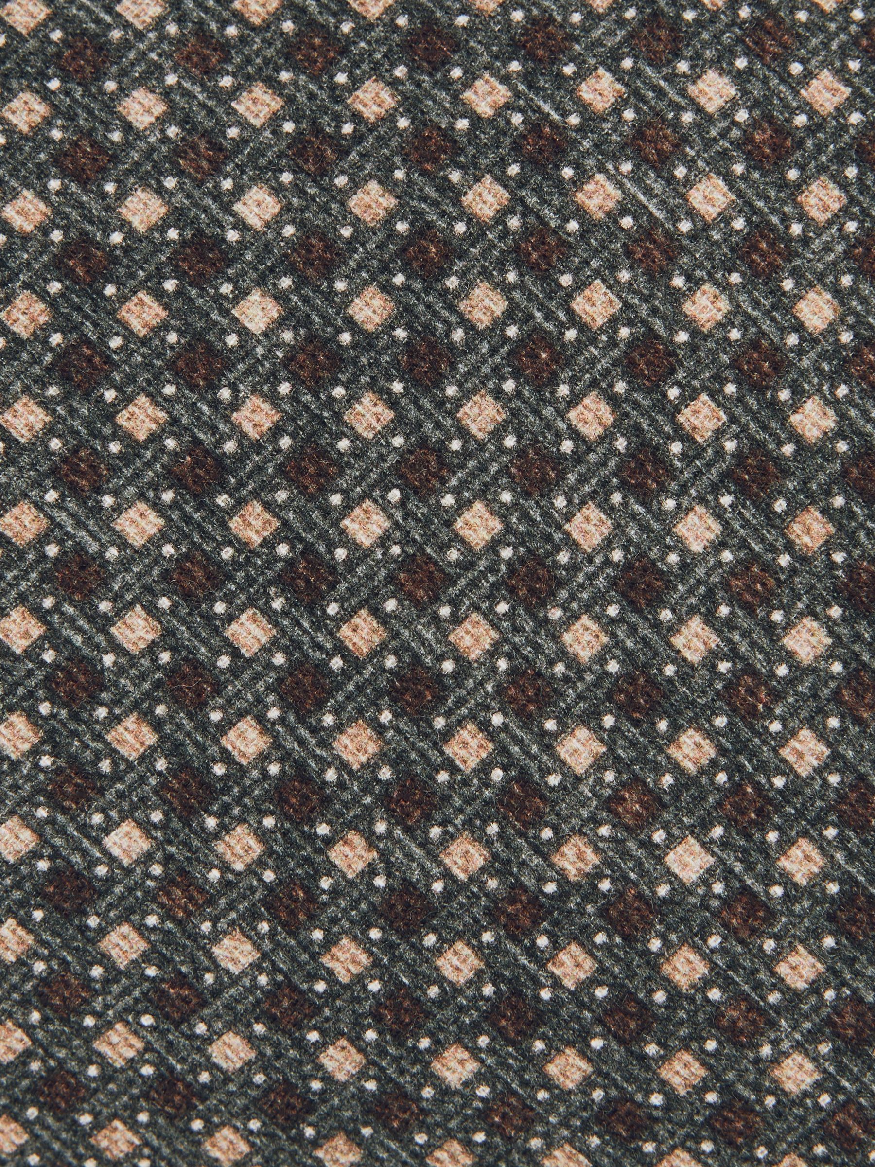 Micro-Square Print Tie With Wool in Dark Sage Multi - Image 5 of 6